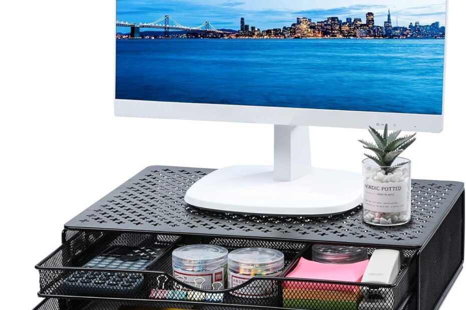 Metal Monitor Stand Riser Dengan Drawer Desk Indonesia Ubuy