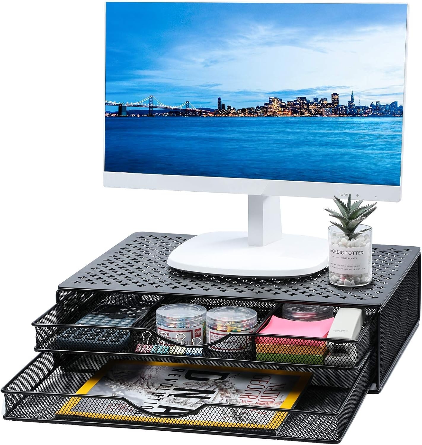 Metal Monitor Stand Riser Dengan Drawer Desk Indonesia Ubuy