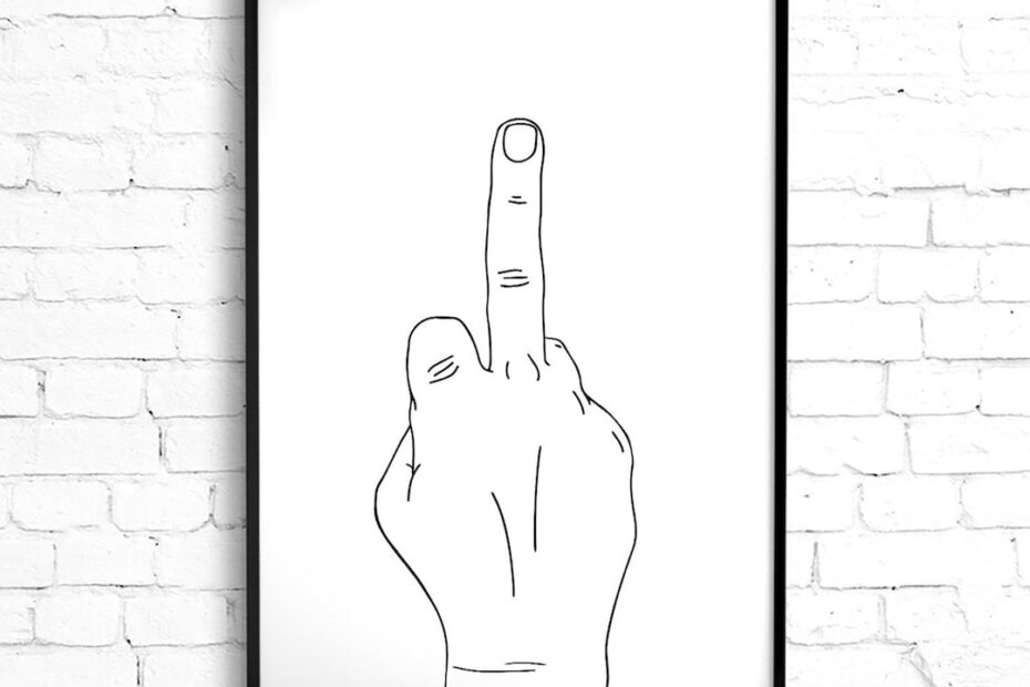 Middle Finger Print Rude Finger Line Drawing Printable Wall Art Funny Poster Office Wall Art Offensive Hand Gesture Illustration Print Etsy