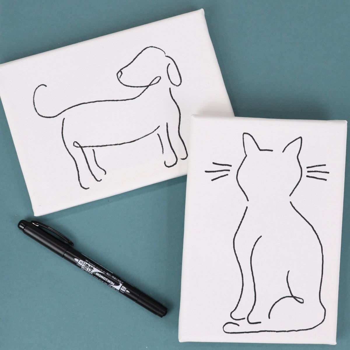 Minimalist Line Art Dog U0026 Cat Canvases Amy Latta Creations