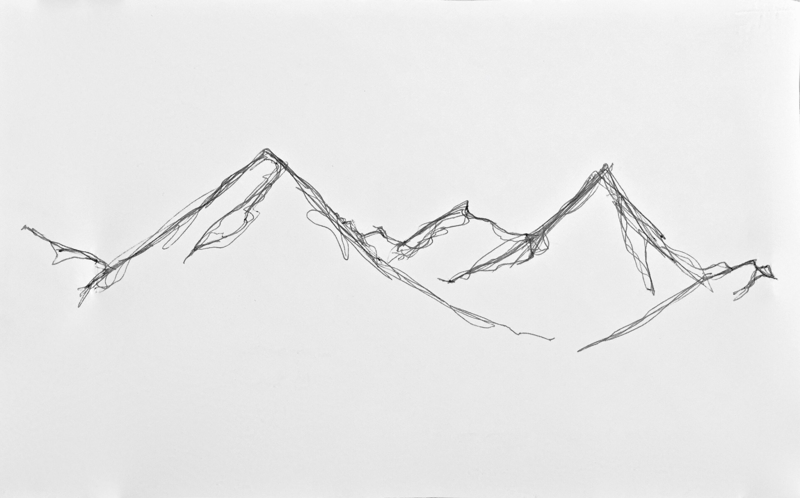 Mountains Line Drawing Etsy