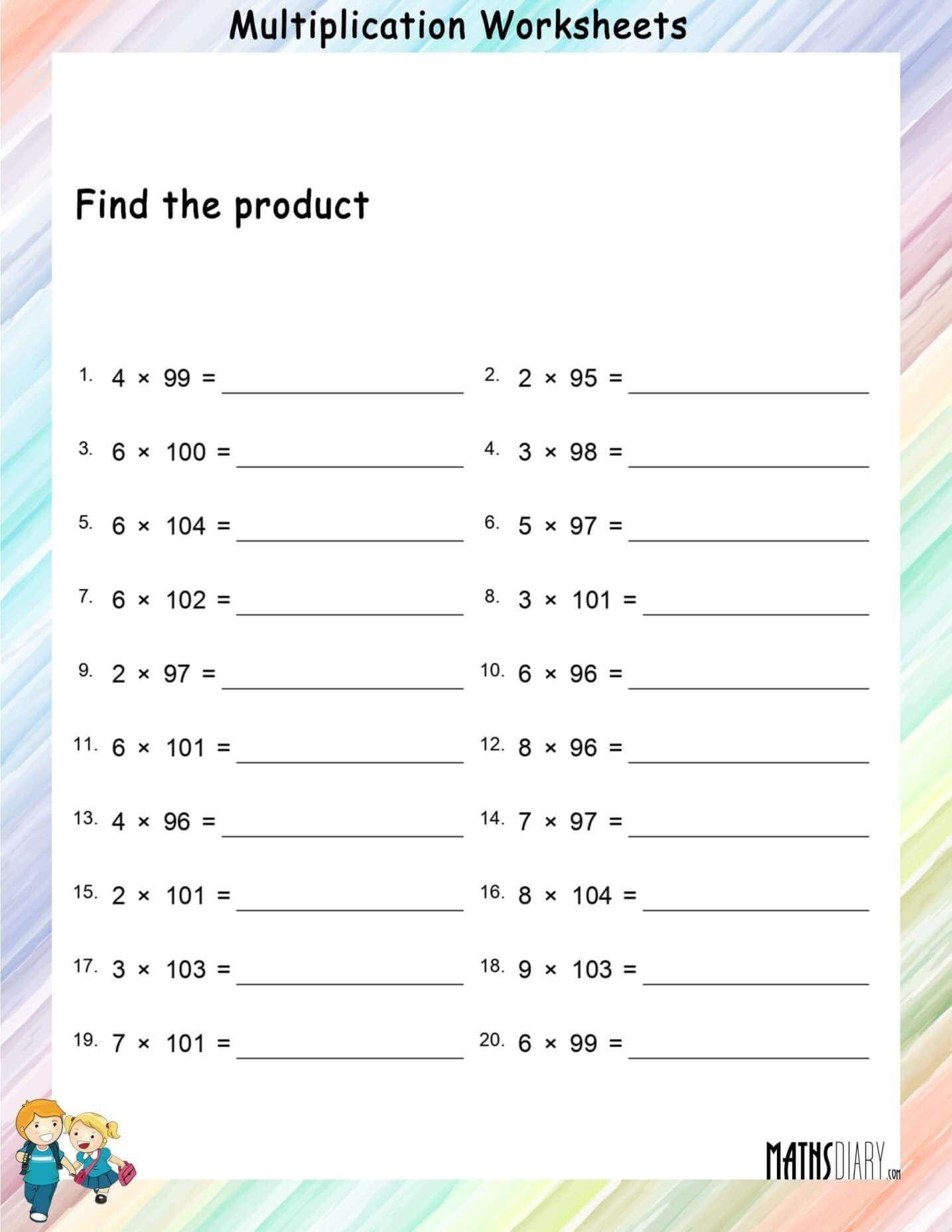 Multiplication Worksheet Math Worksheets MathsDiary