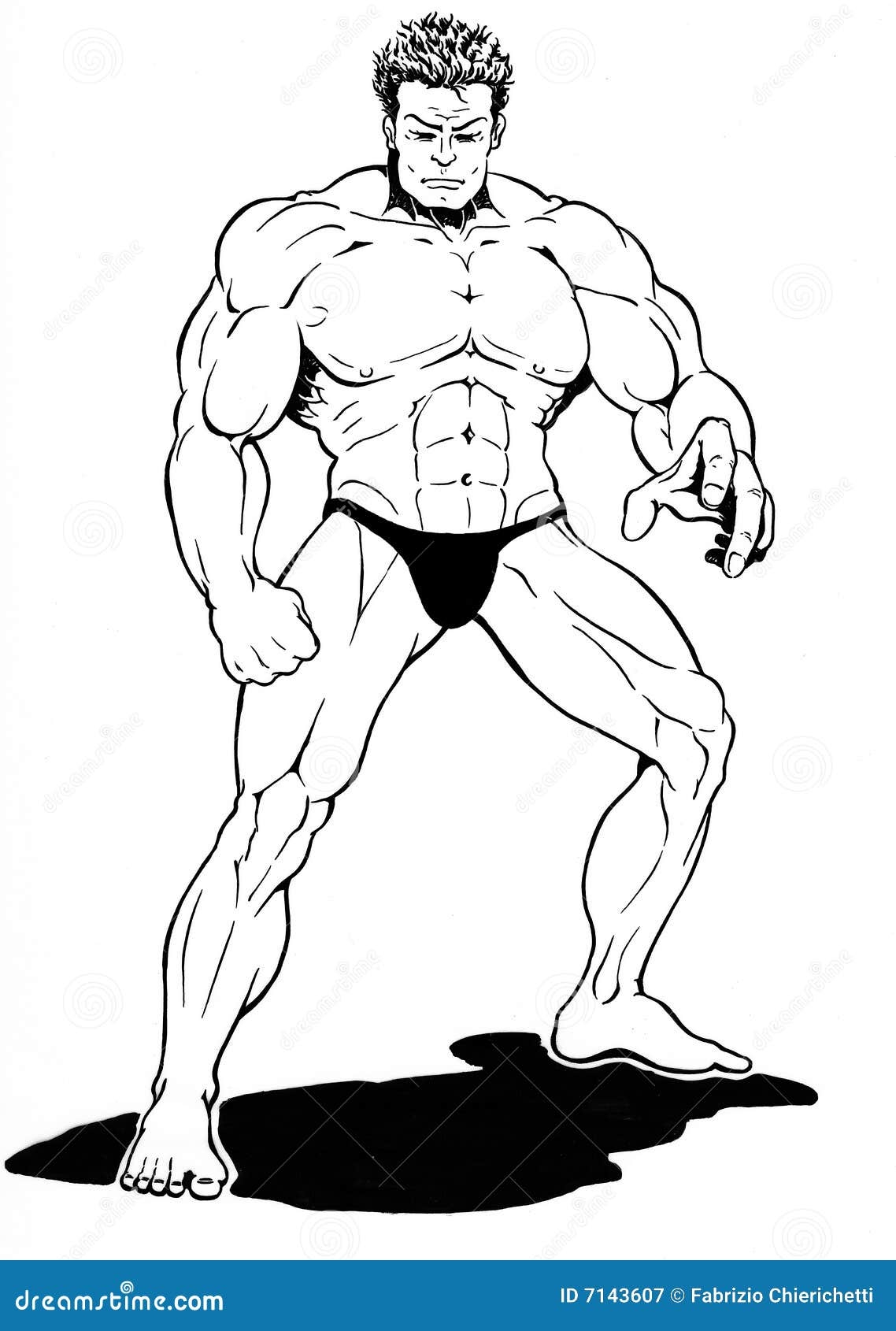 Muscle Man Drawing Stock Illustration Illustration Of Lines 7143607