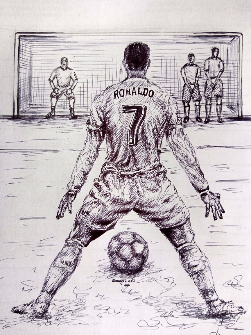 My Creative Black Pen Sketch Of Cristiano Ronaldo Hive