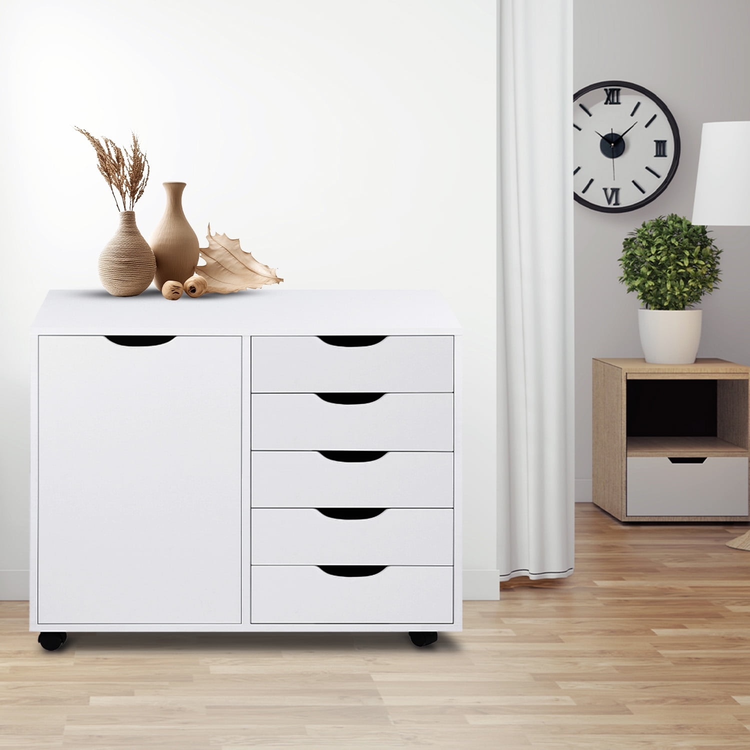 Naomi Home Craft Storage Cabinet 5 Drawer With Shelf Space Saving Design White