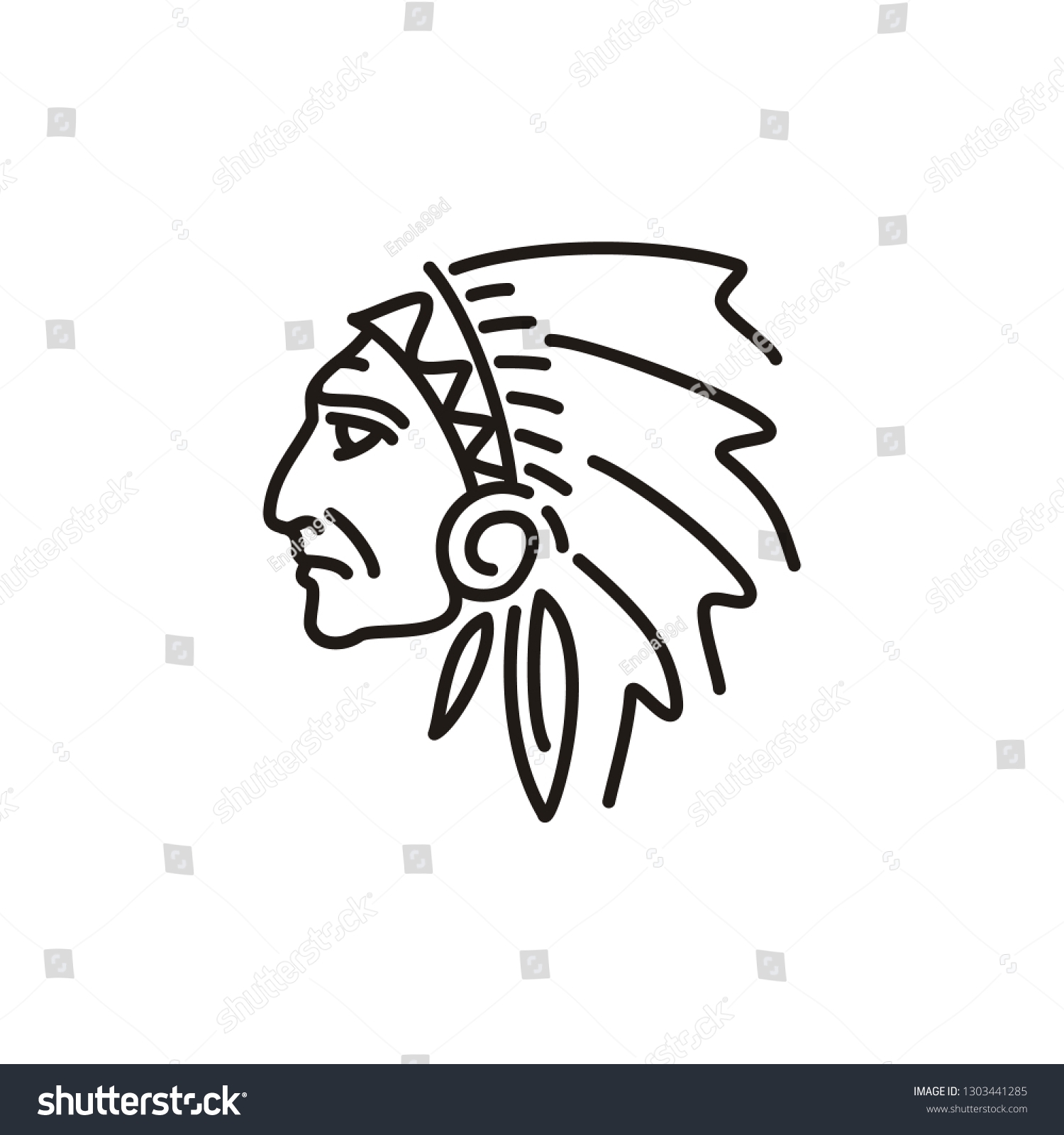 Native American Indian Chief Drawing Illustration Stock Vector Royalty Free 1303441285 Shutterstock