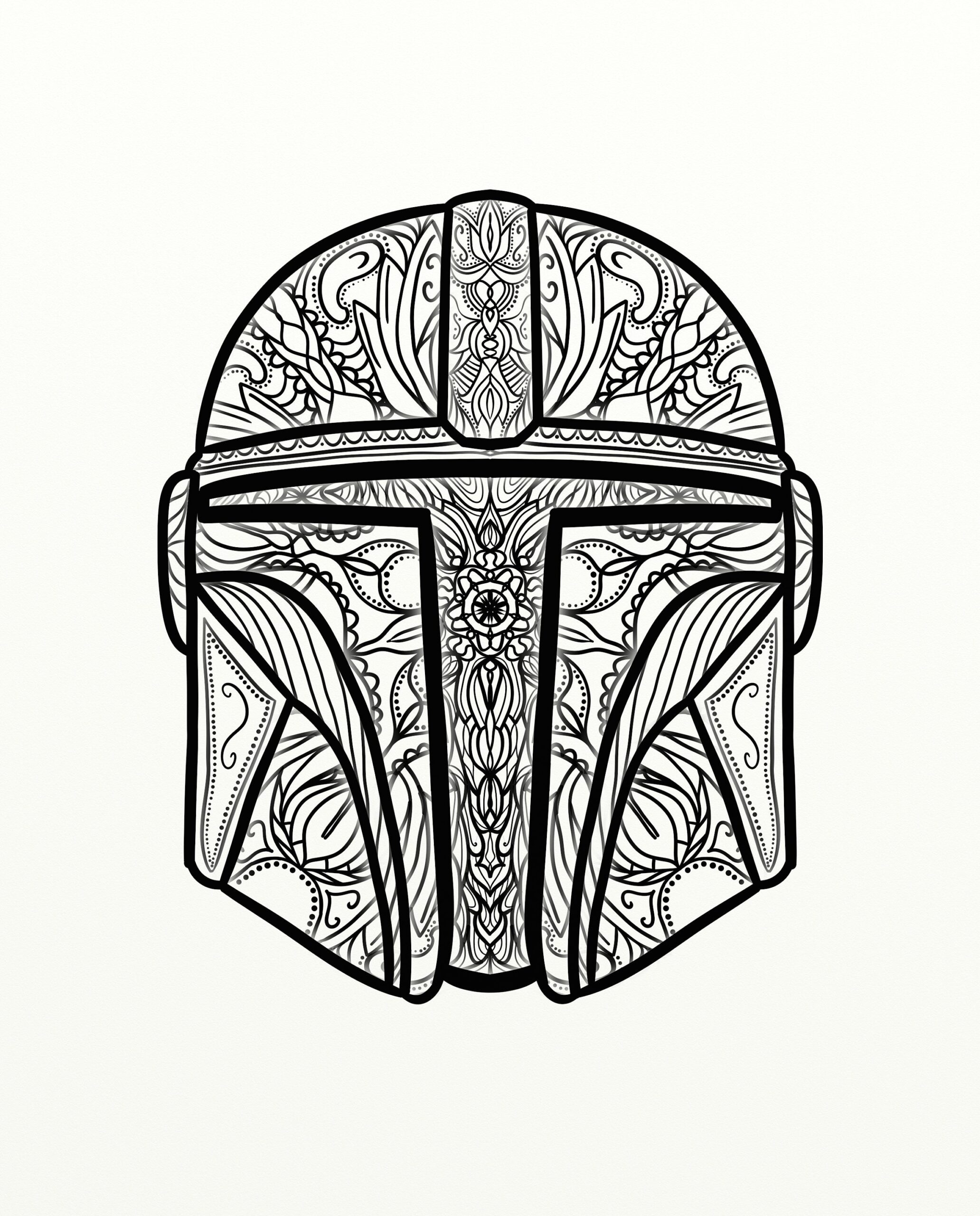 NEW Printable Downloadable Coloring Page Mandolorian Mando Mandala Coloring Page Rainy Day Activity Inspired By Star Wars