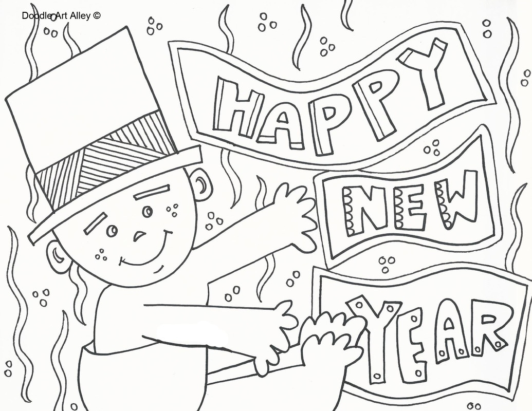 New Years Coloring Pages DOODLE ART ALLEY