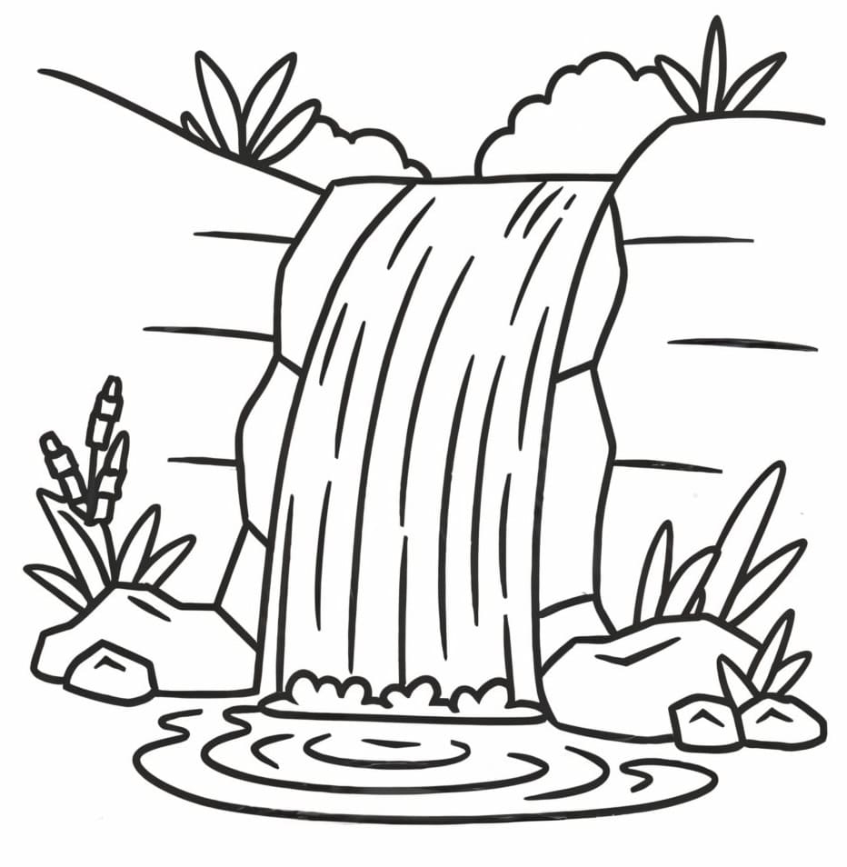 waterfall coloring pages