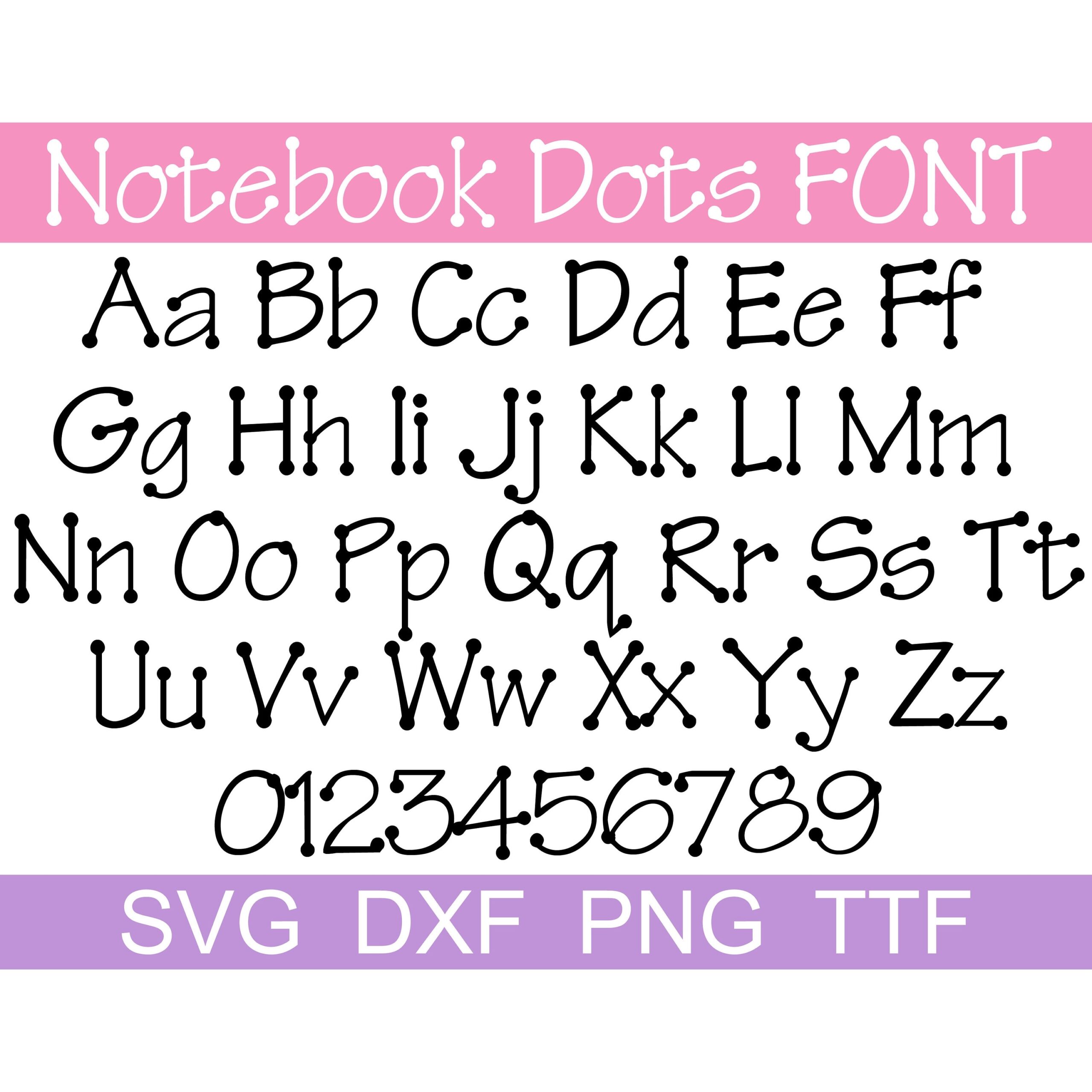 Notebook Dots Font SVG TTF Dots Font School Font Poster Font 