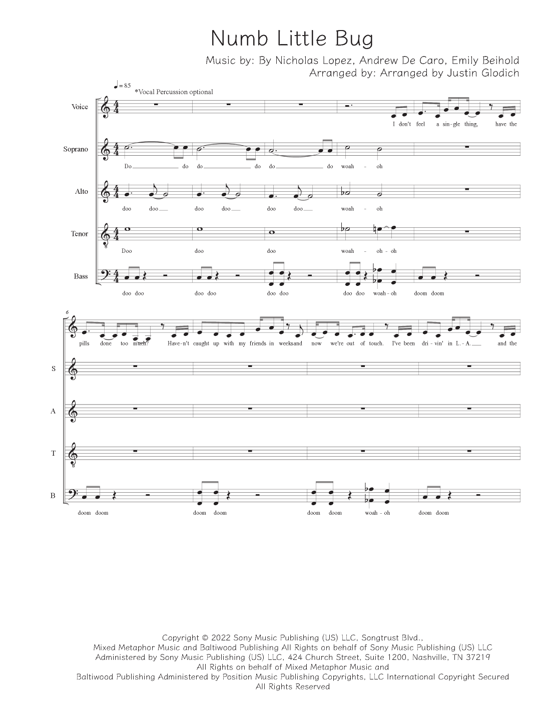numb little bug piano sheet music