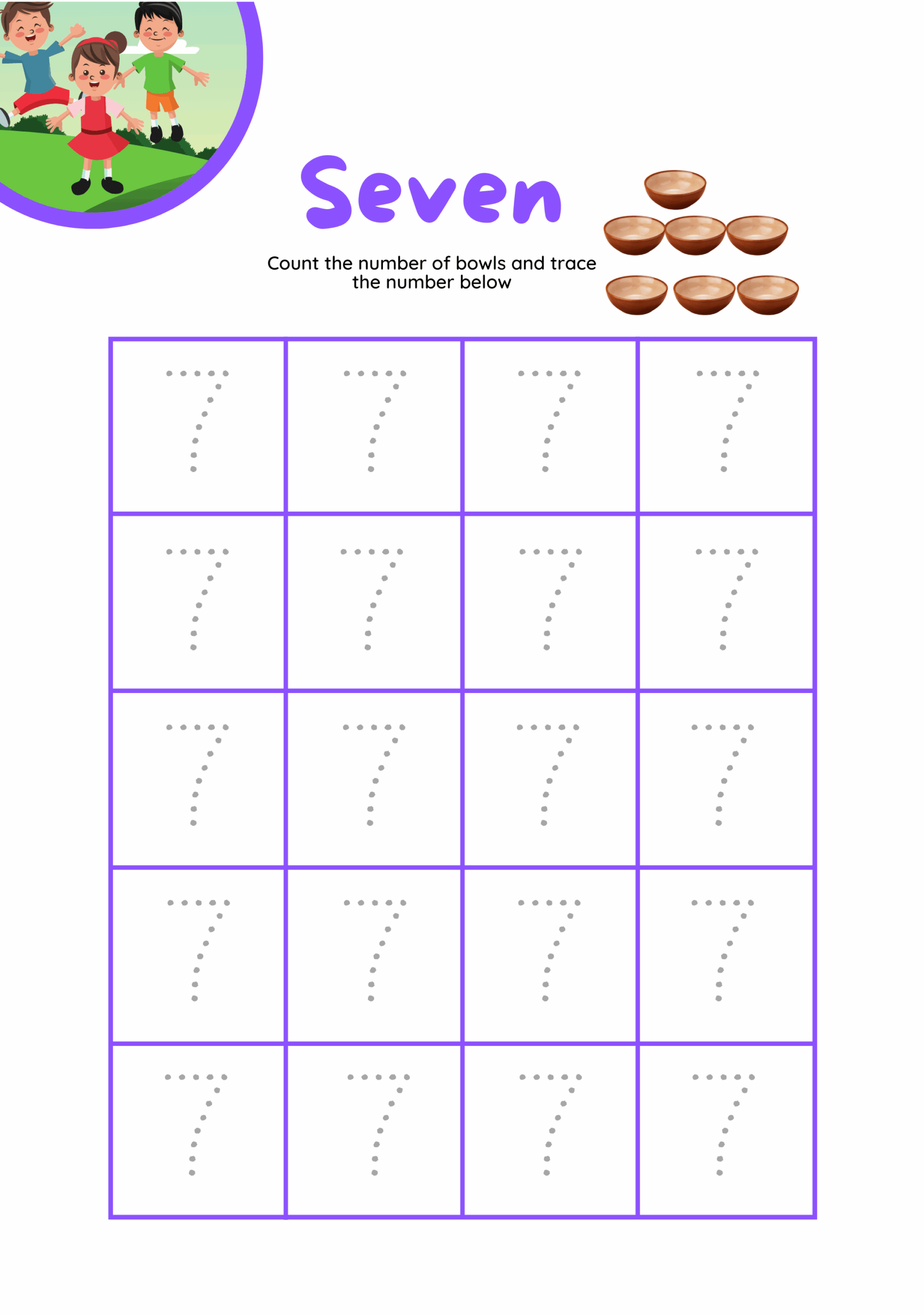 Number 7 Tracing Worksheet Pdf