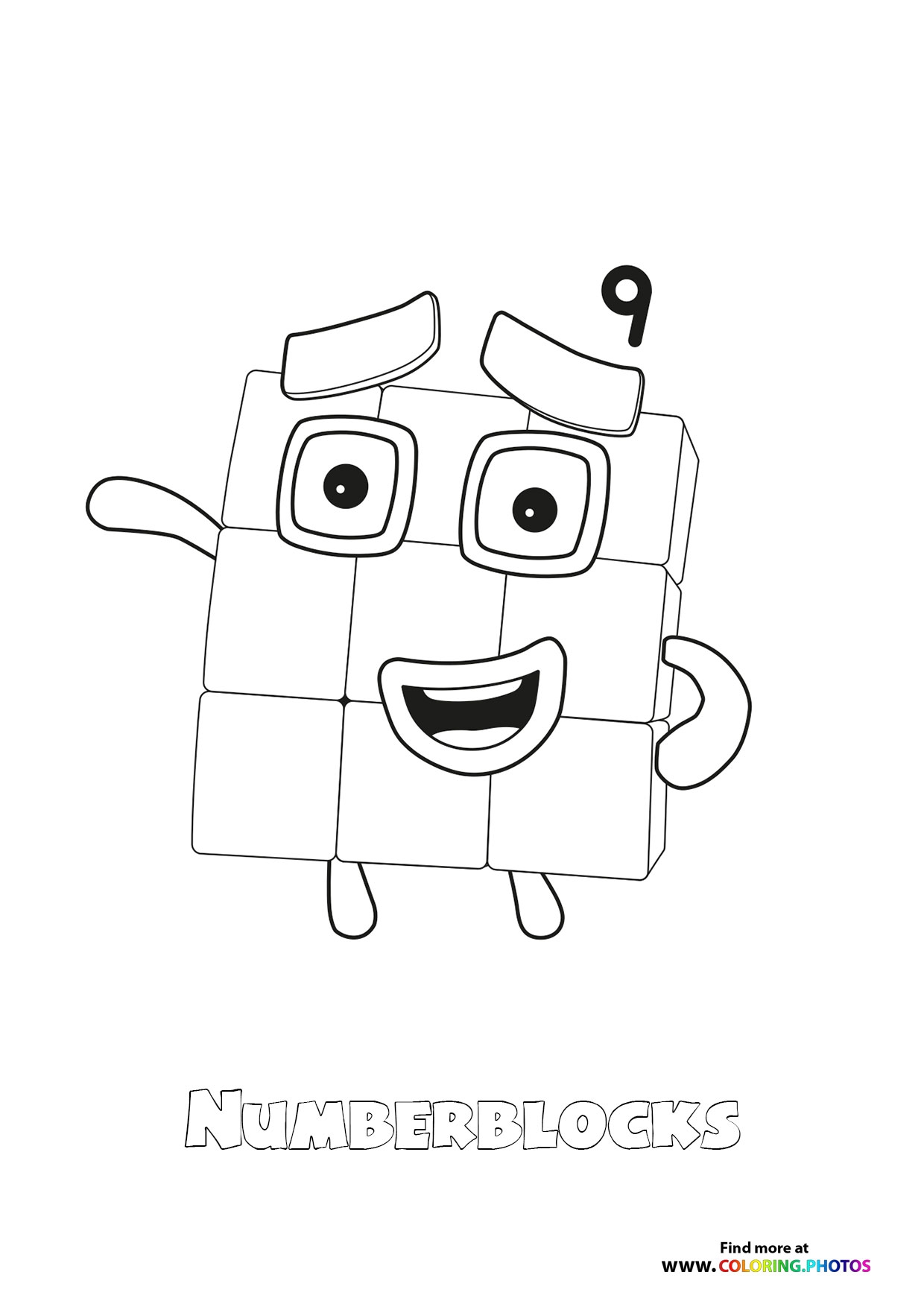 Number 9 Numberblocks Coloring Pages For Kids