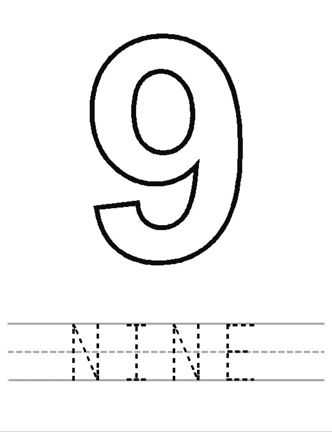 Number 9 Recognition And Tracing Worksheet Plain Etsy
