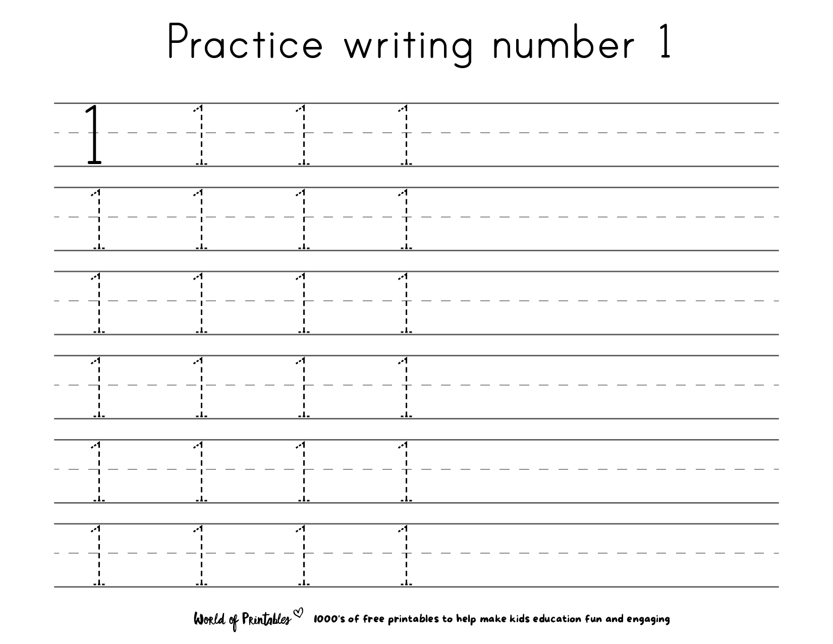 1-10 number practice sheet