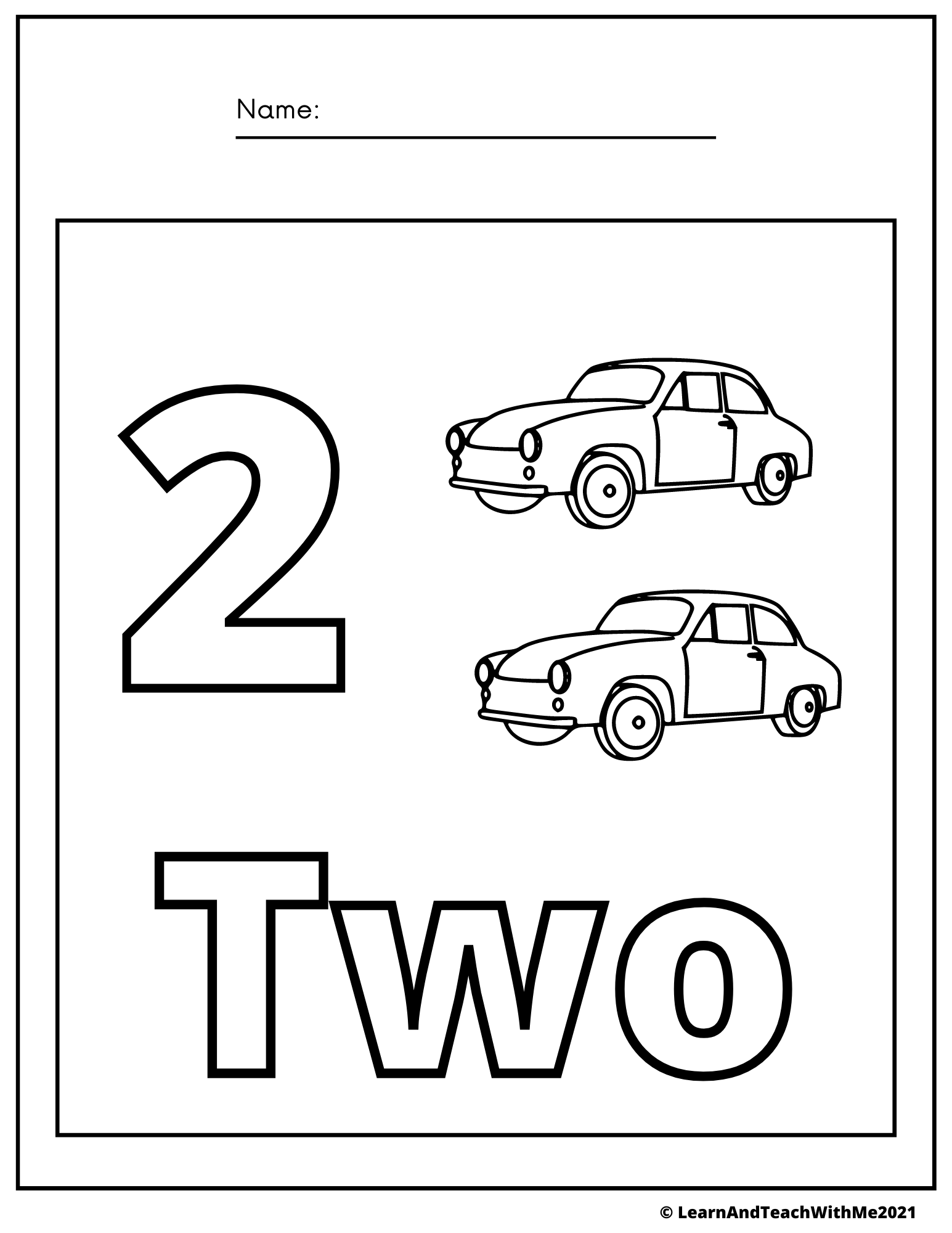 number 2 coloring sheet