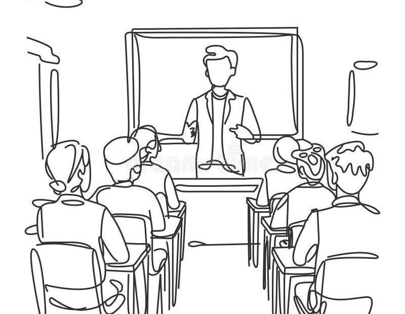One Continuous Line Drawing Of A Teacher Teaching Students Simplified Minimalist Design For Education And Learning Stock Vector Illustration Of Face Occupation 356089114