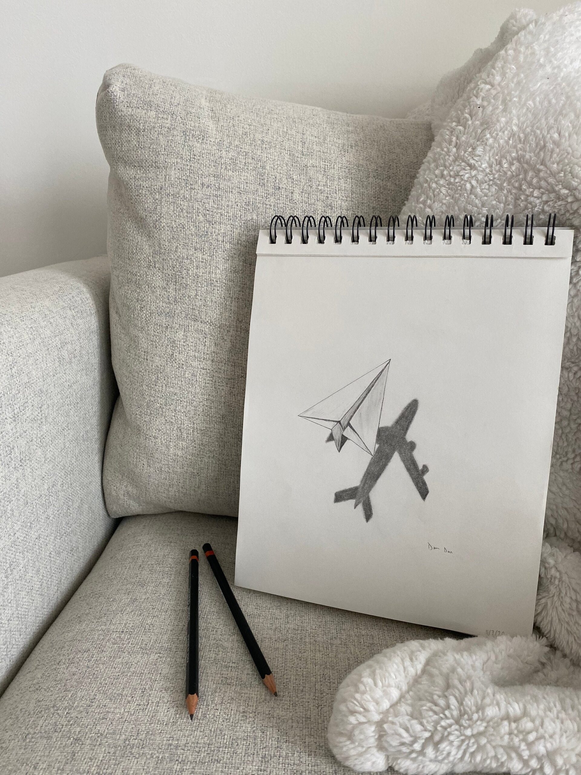 Original Drawing Of Paper Plane Airplane Shadow