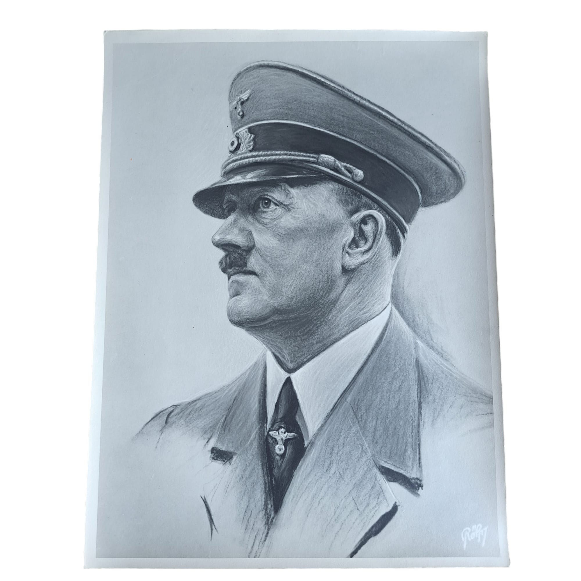 Original WW2 German Portrait Photo Of Adolf Hitler Drawing Vos 