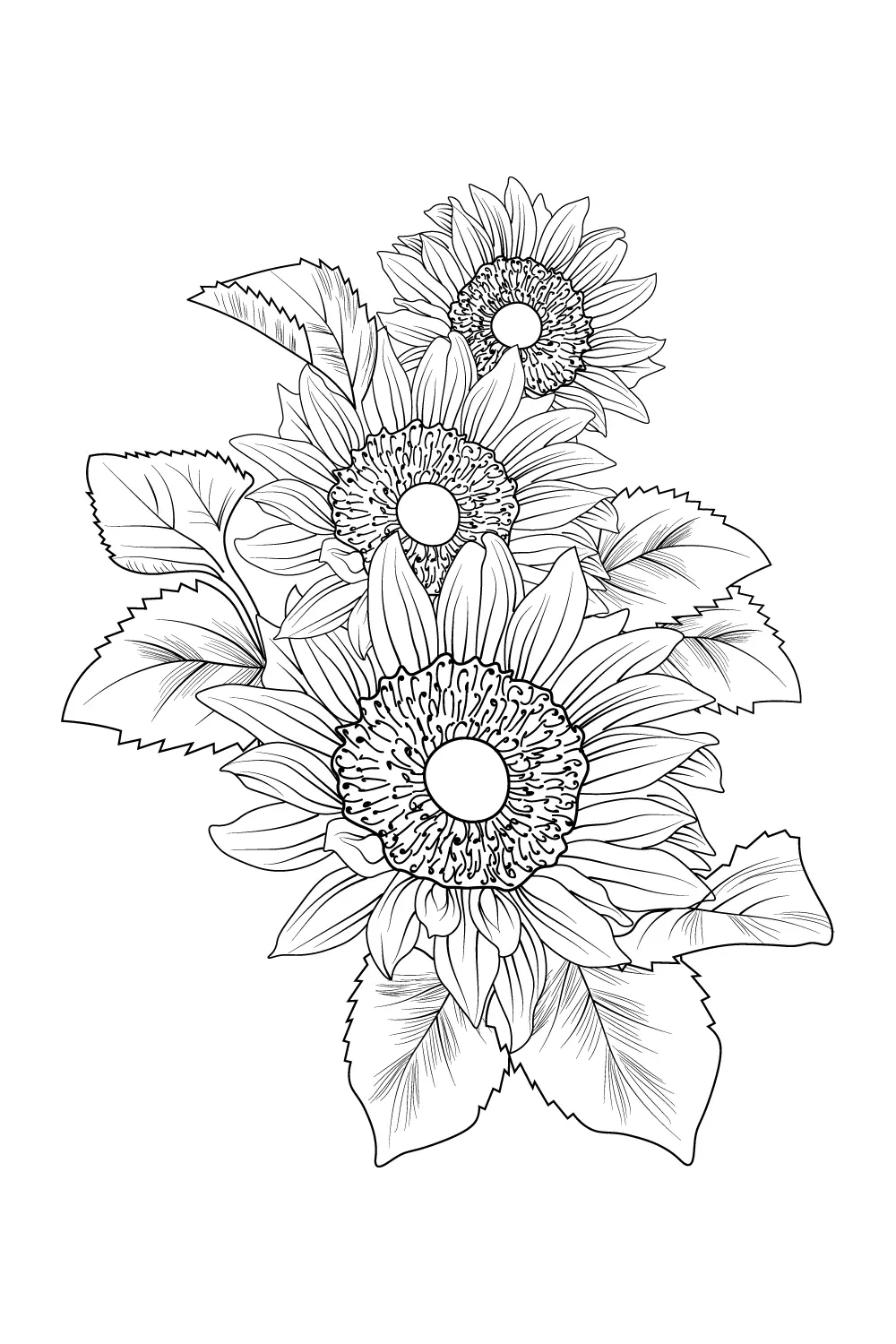 Outline Sunflower Tattoo Drawing Line Drawing Outline Sunflower 