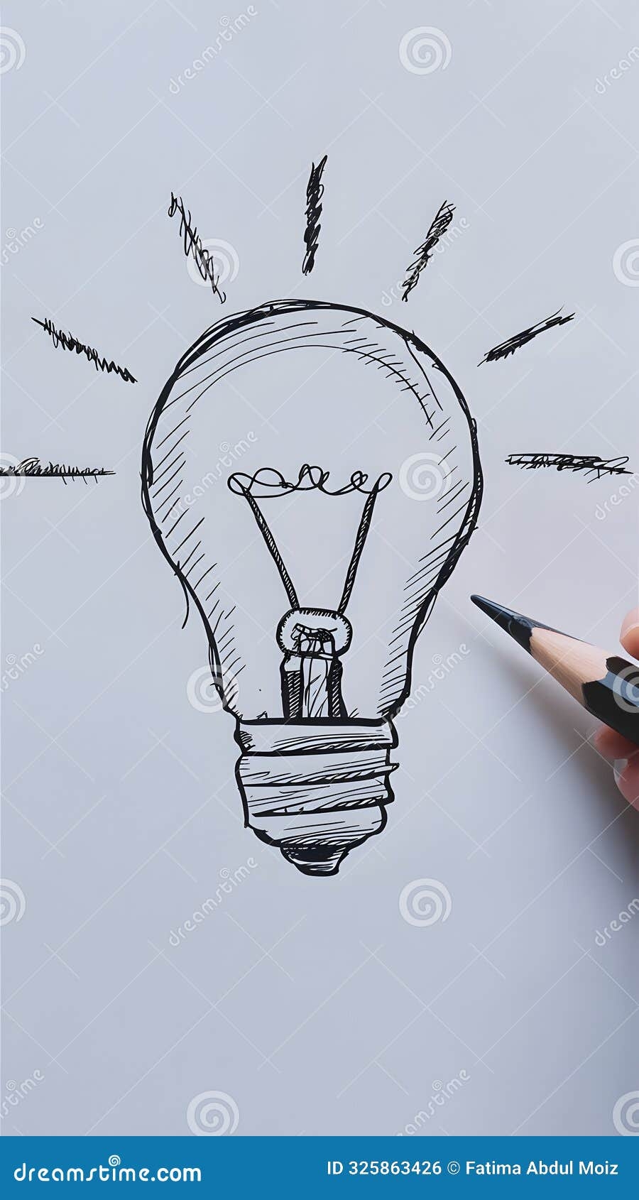 Outlined Light Bulb Drawing On White Backdrop Vertical Pencil Conceptual Ideas Stock Illustration Illustration Of Symbol Ideas 325863426
