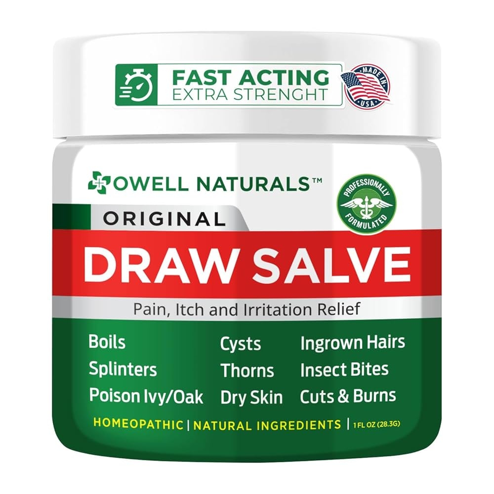 OWELL Naturals Drawing Salve Ointment 1oz Ingrown Hair Boil Splinter Remover Bug Spider Bites Bee Sting Mosquito Bite Itch Poison Ivy