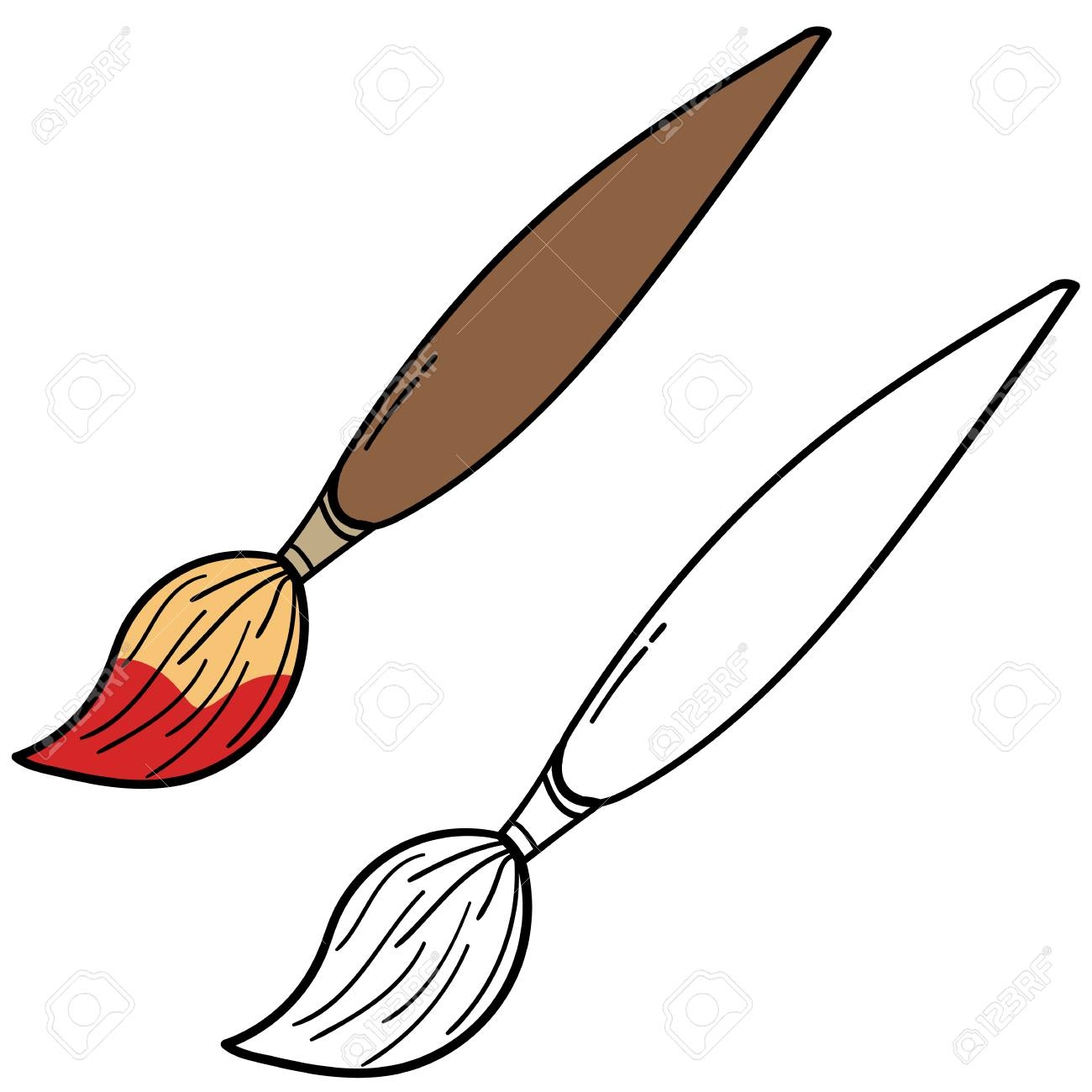 Paint Brush Drawing In Color And In Black And White Royalty Free SVG Cliparts Vectors And Stock Illustration Image 122951404 