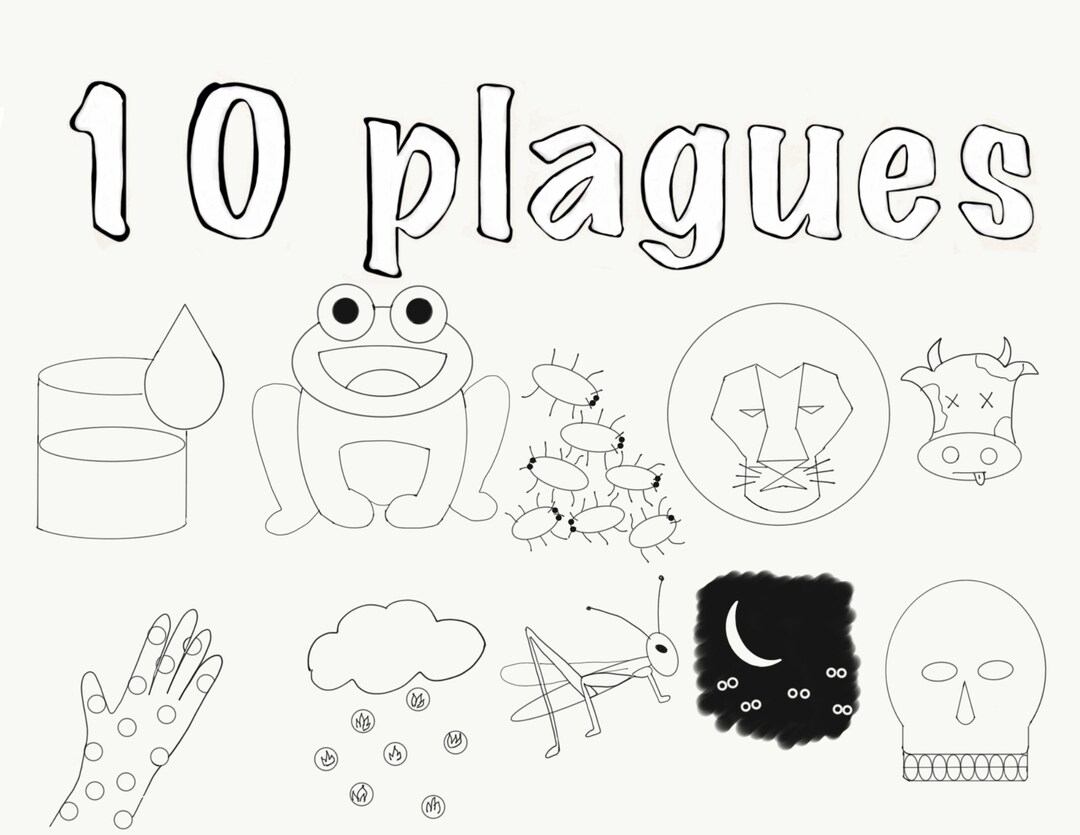 Passover Coloring Page 10 Plagues Etsy Denmark