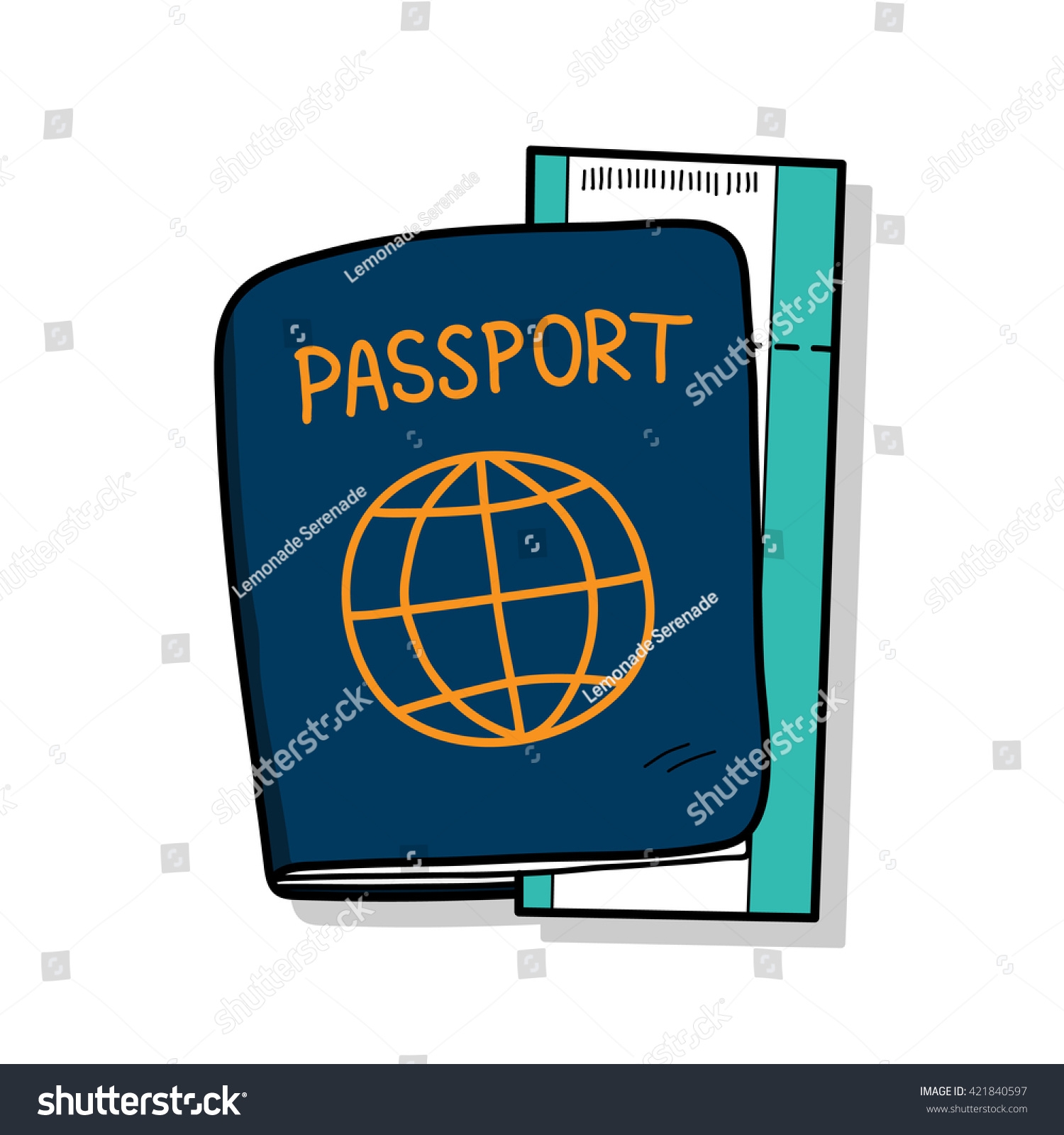 Passport Hand Drawn Vector Illustration Passport Stock Vector 
