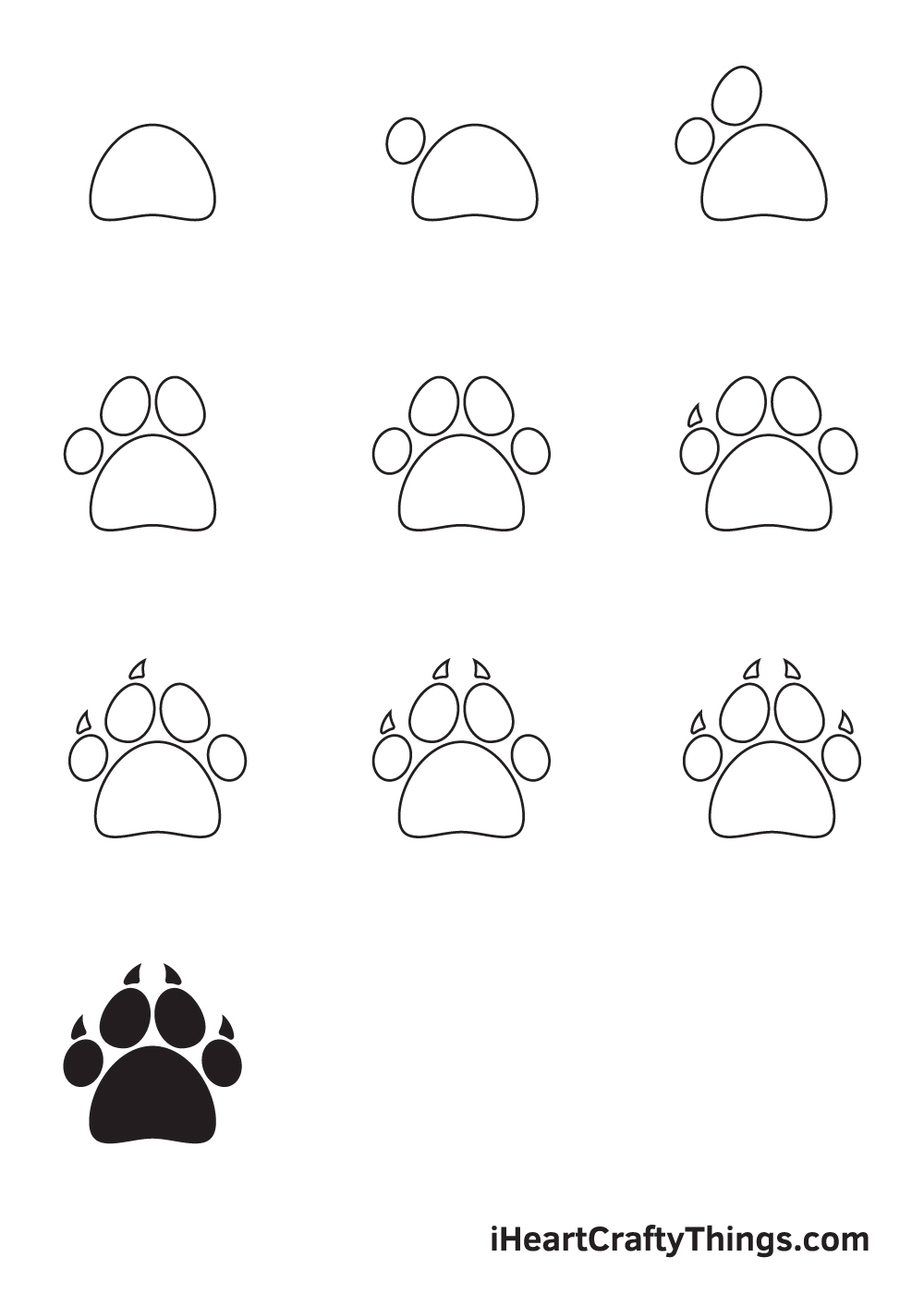 how to draw a paw print