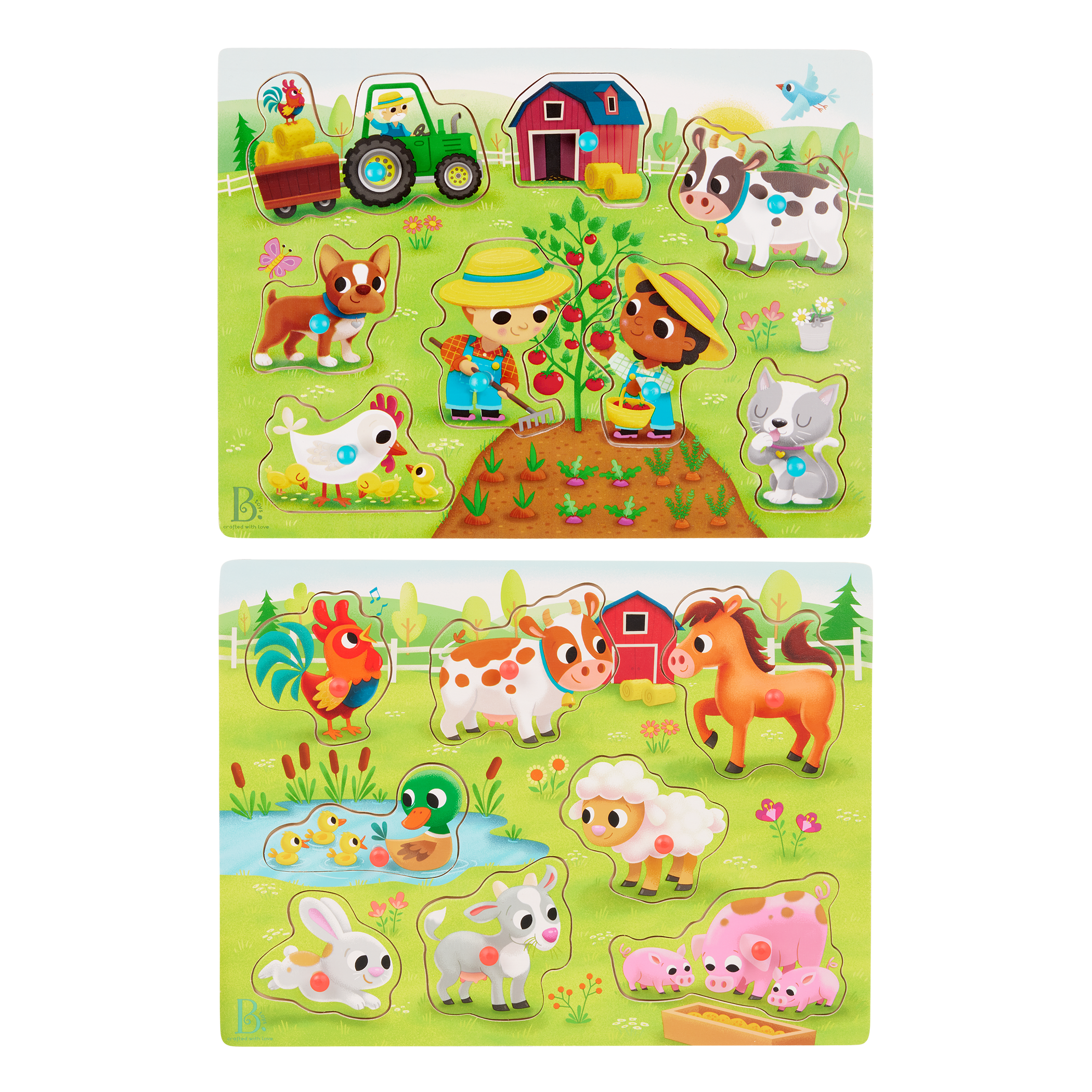 Peek U0026 Explore Farm Animals U0026 Barnyard Peg Puzzles B Toys