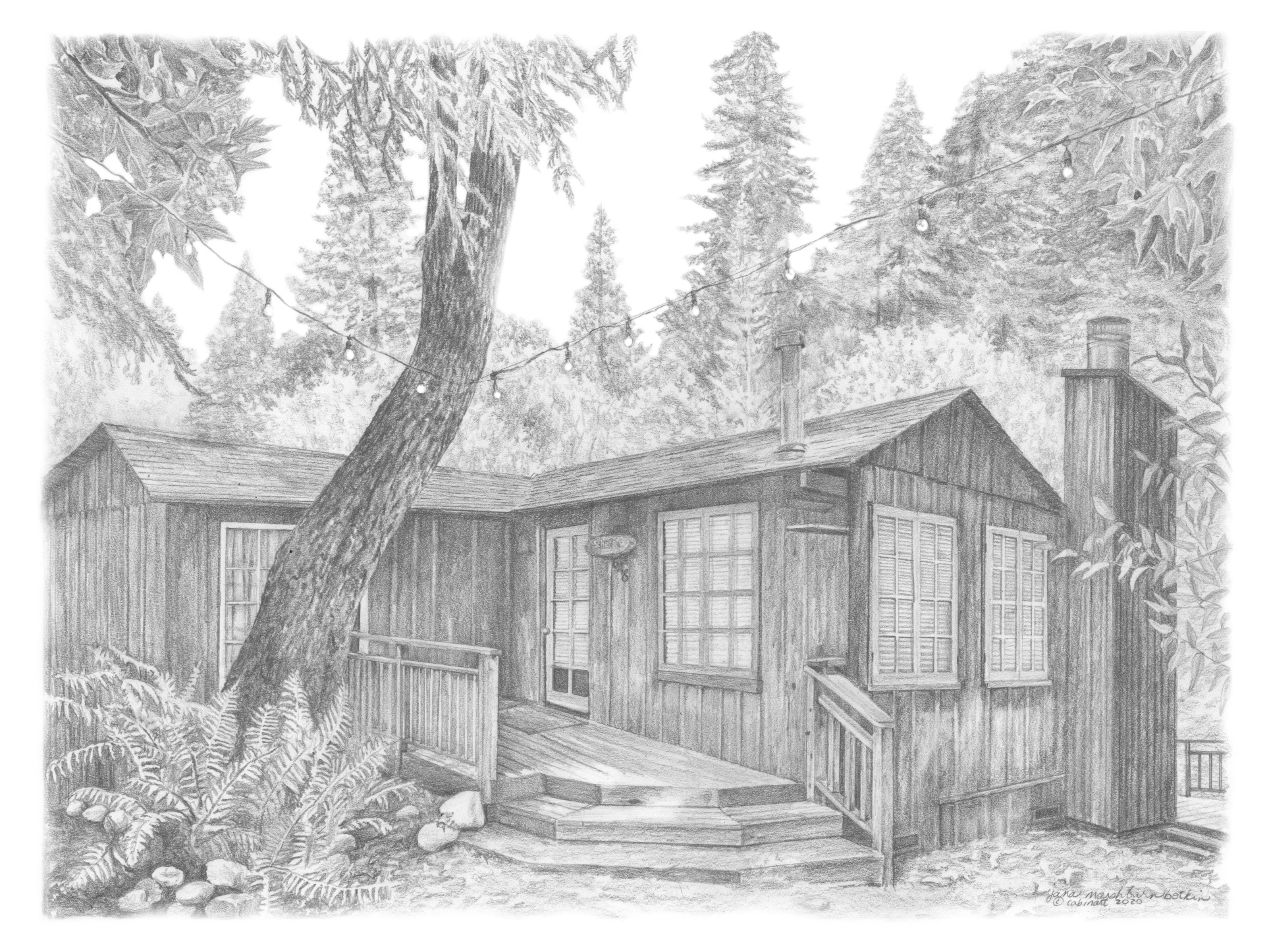 Pencil Drawing Of A Cabin Cabin Art