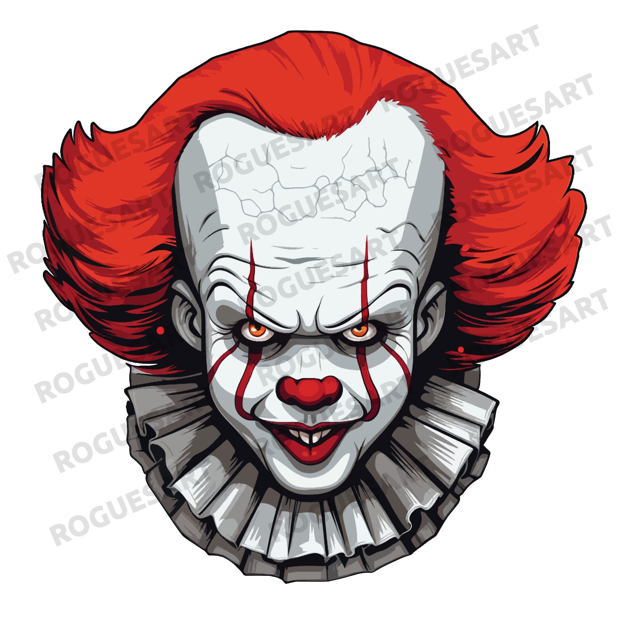 Pennywise IT Clipart PNG Sticker SVG Digital Download Printable Sublimation Transparent It Clown Horror Movie