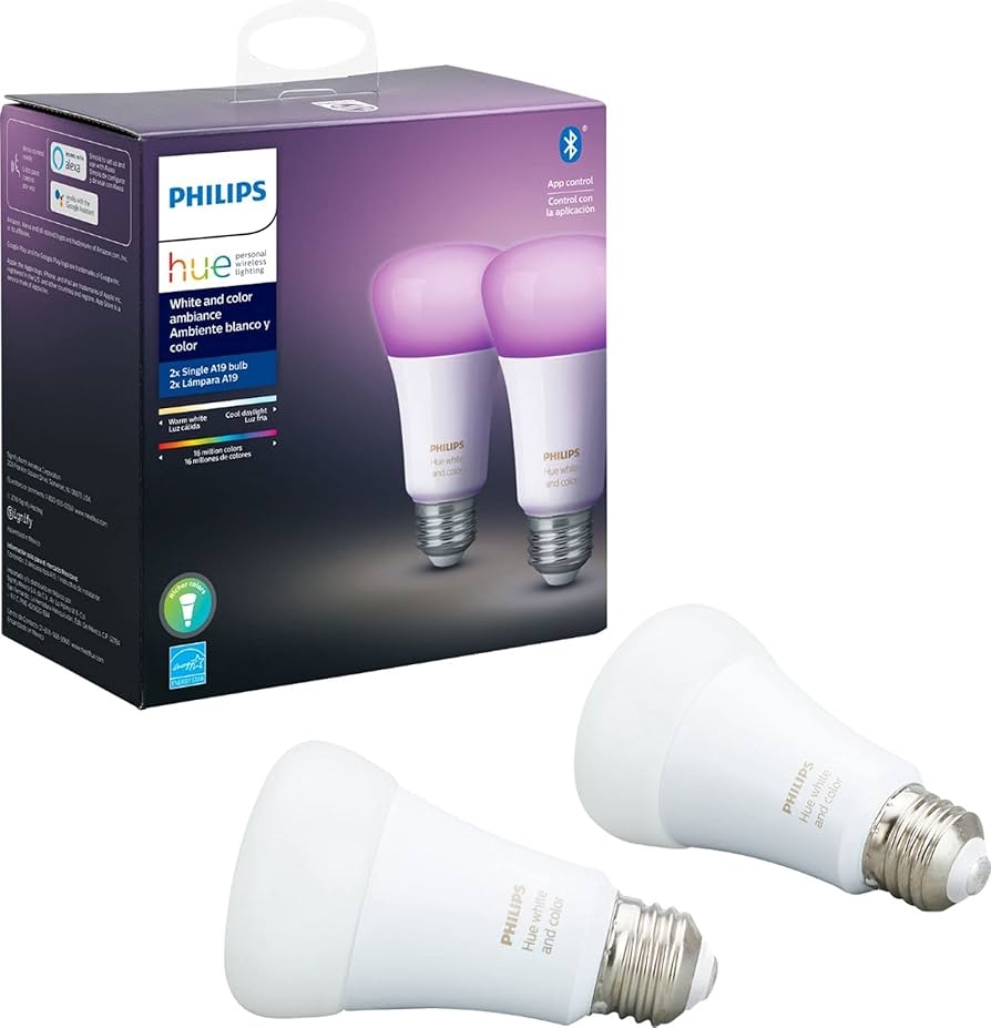 Philips Hue Premium Smart Bulbs 16 Million Colors For Most Lamps U0026 Overhead Lights Hub Required Compatible With Alexa Apple HomeKit And Google 