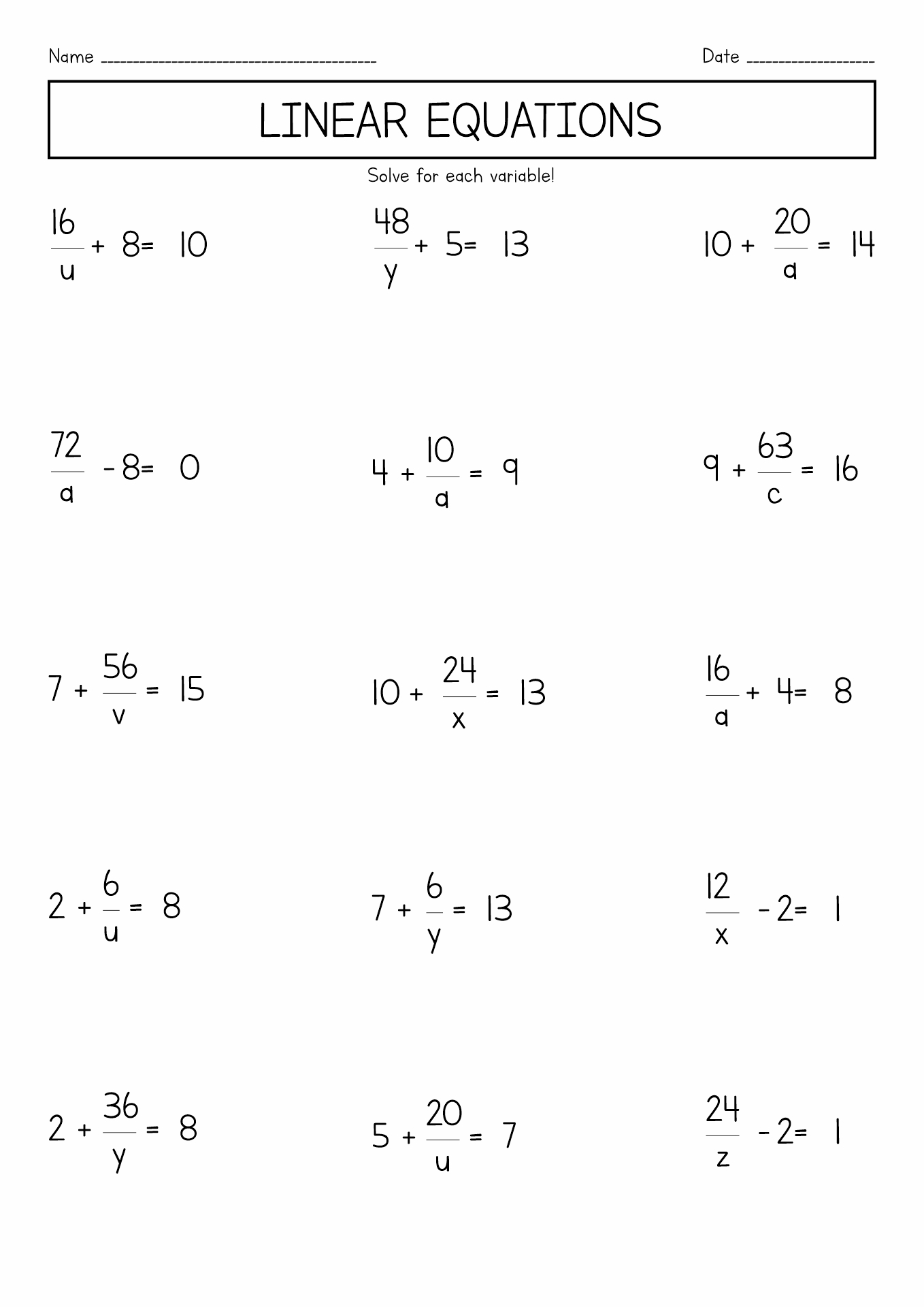 Pre Algebra Equations Worksheet PDF Algebra Mathematics Worksheets Library