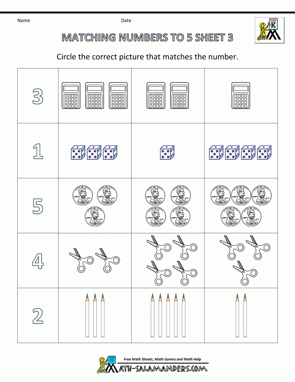 math worksheets pre k