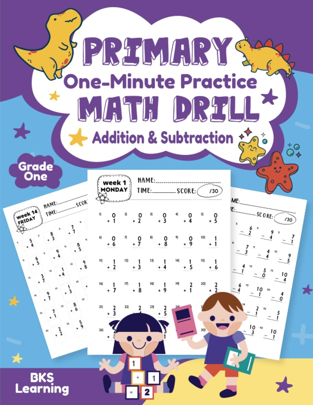 Primary One Minute Practice Math Drill Addition U0026 Subtraction Grade One Book 