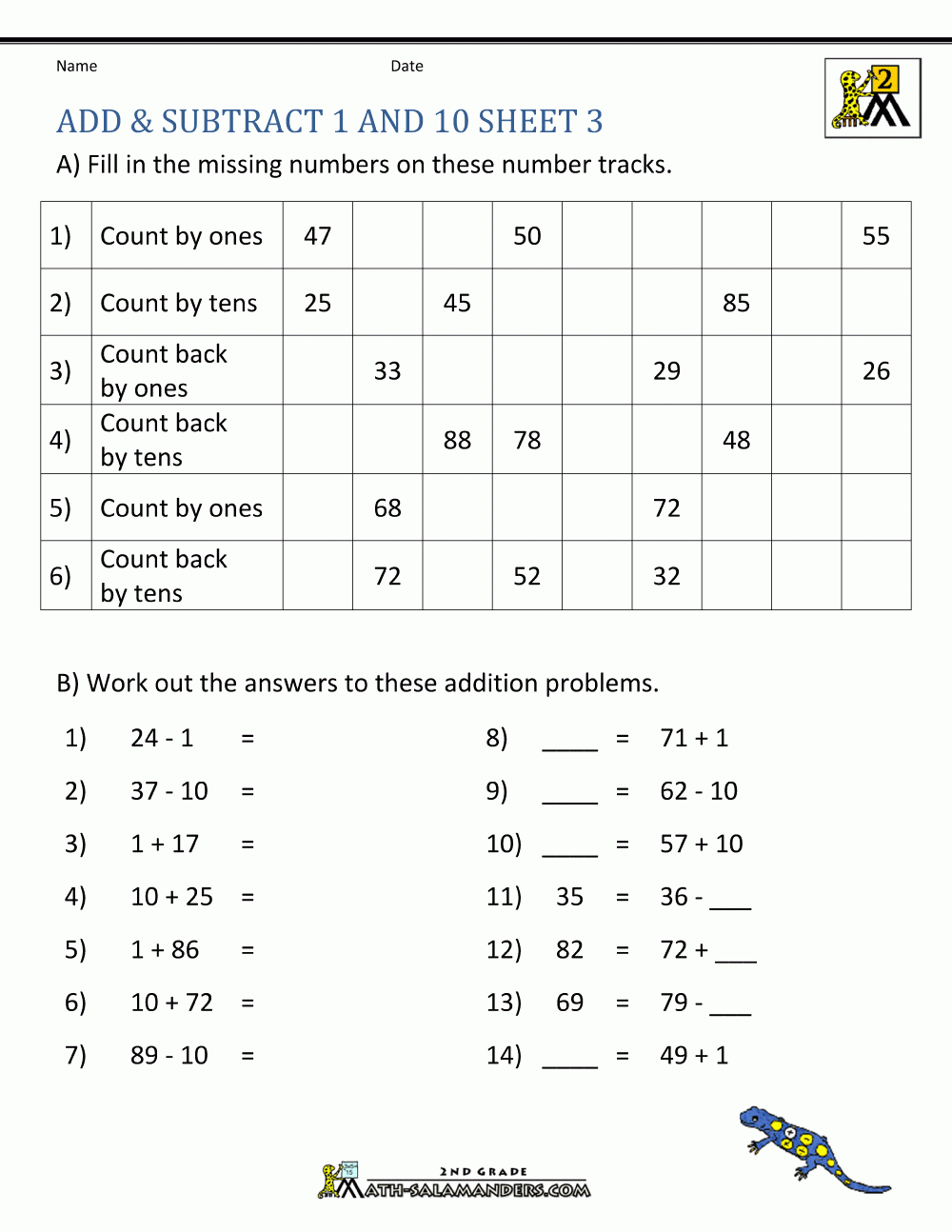 math addition and subtraction worksheets