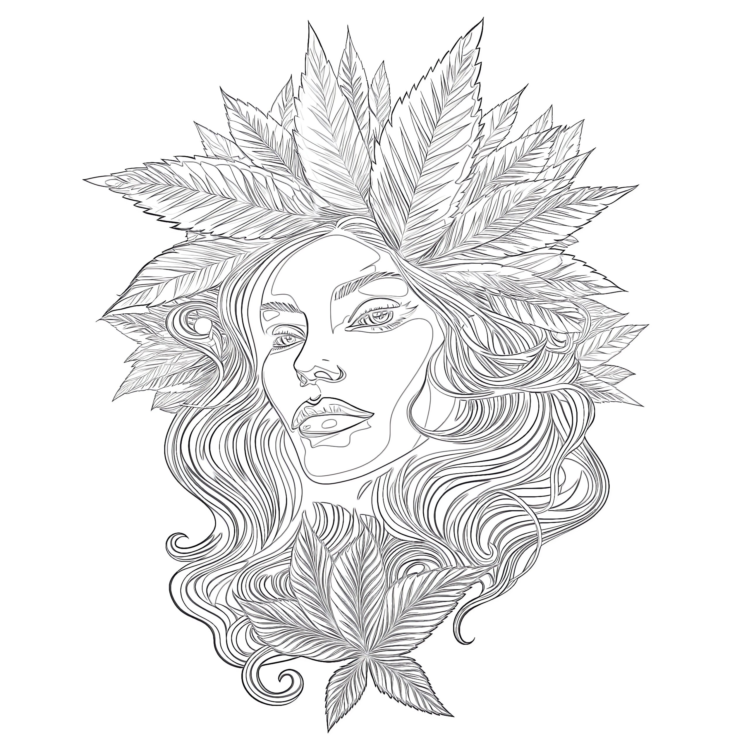 Printable Adult Psychedelic Marijuana Coloring Page Coloring Pages Mimi Panda