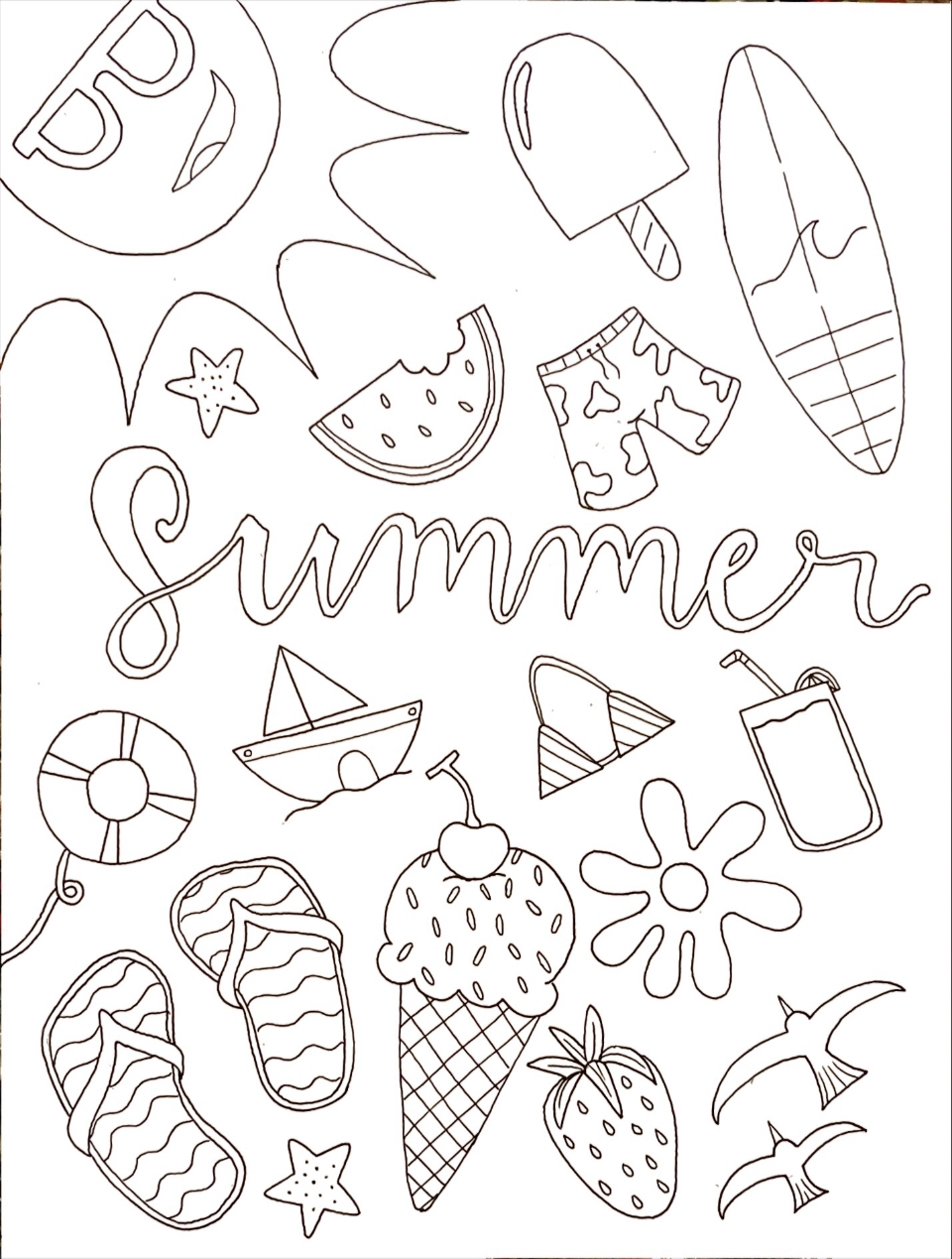 summer colouring free printable