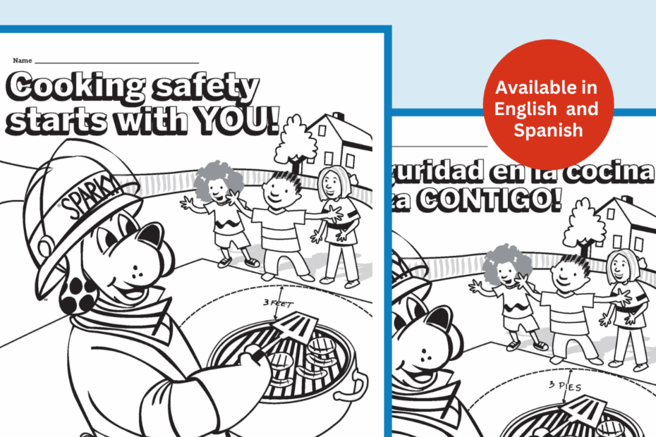 Printable Cooking Safety Coloring Page English And Spanish