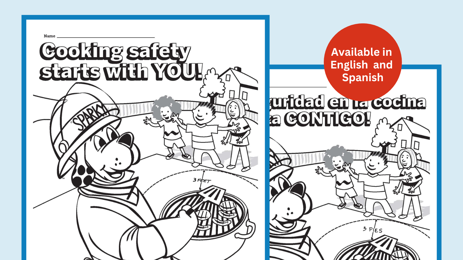 Printable Cooking Safety Coloring Page English And Spanish 