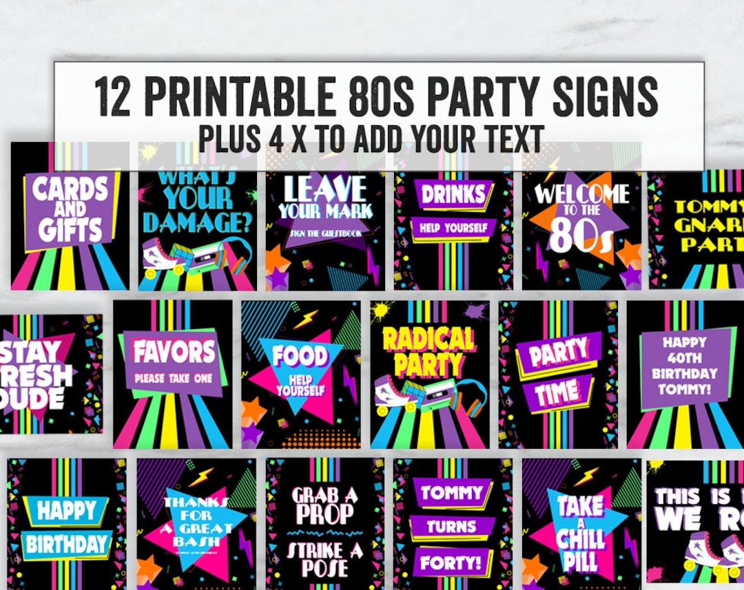 free 80s party printables
