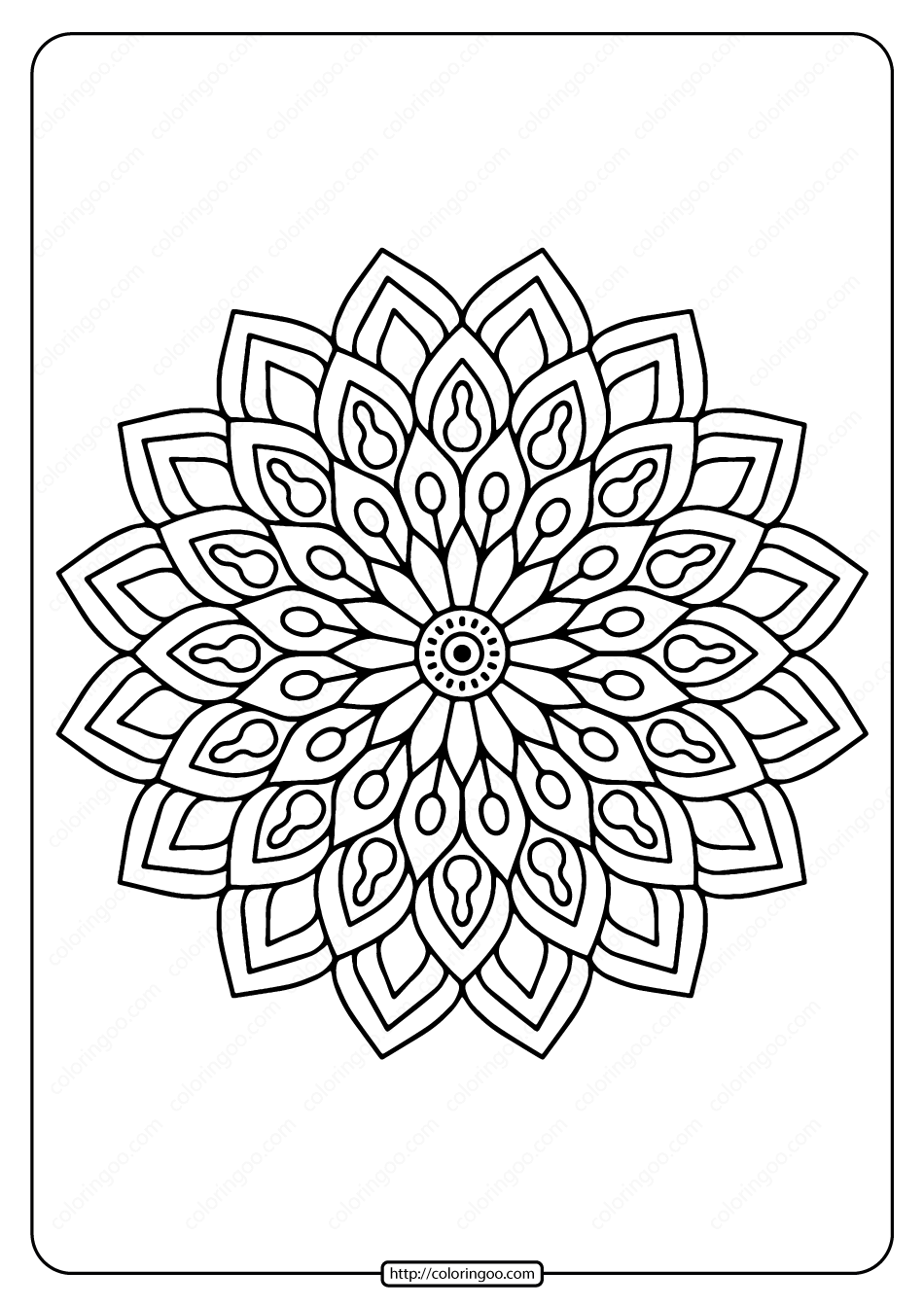 Printable Flower Mandala Pdf Coloring Page Worksheets Library