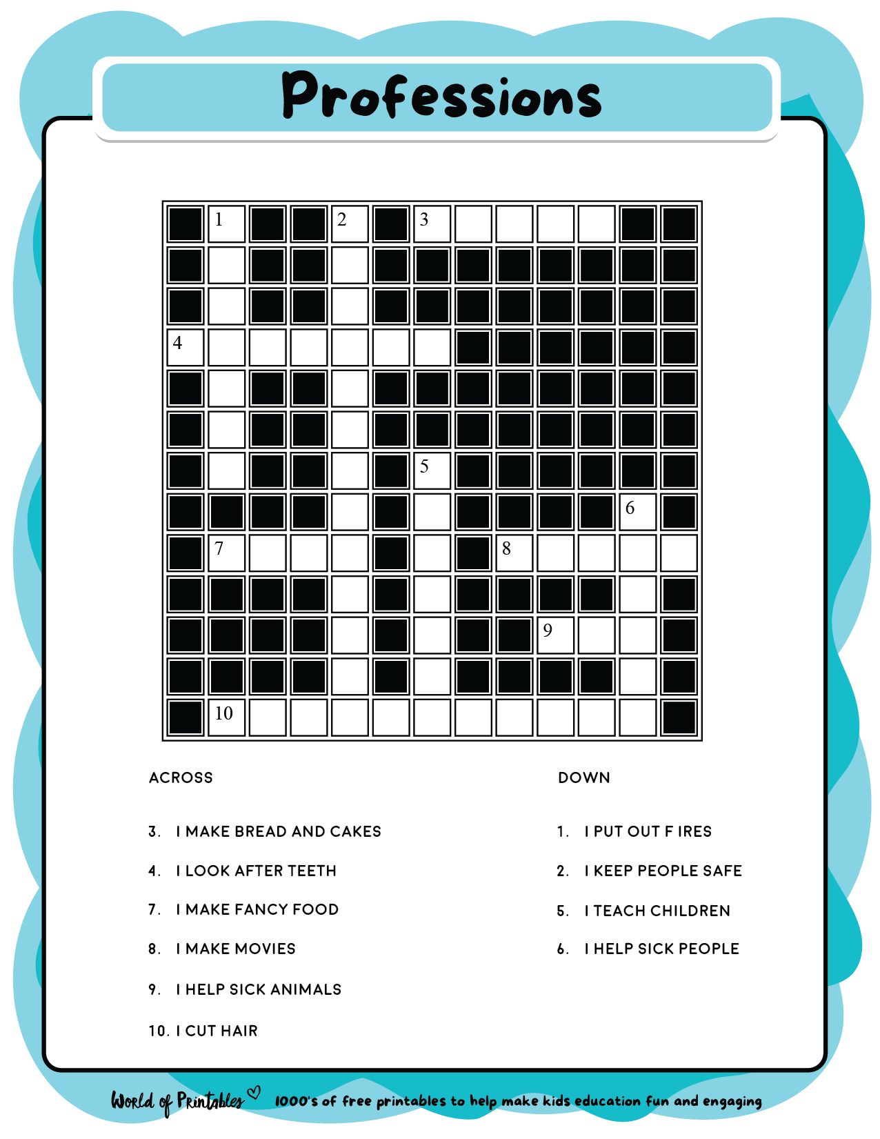 free crossword printable puzzles