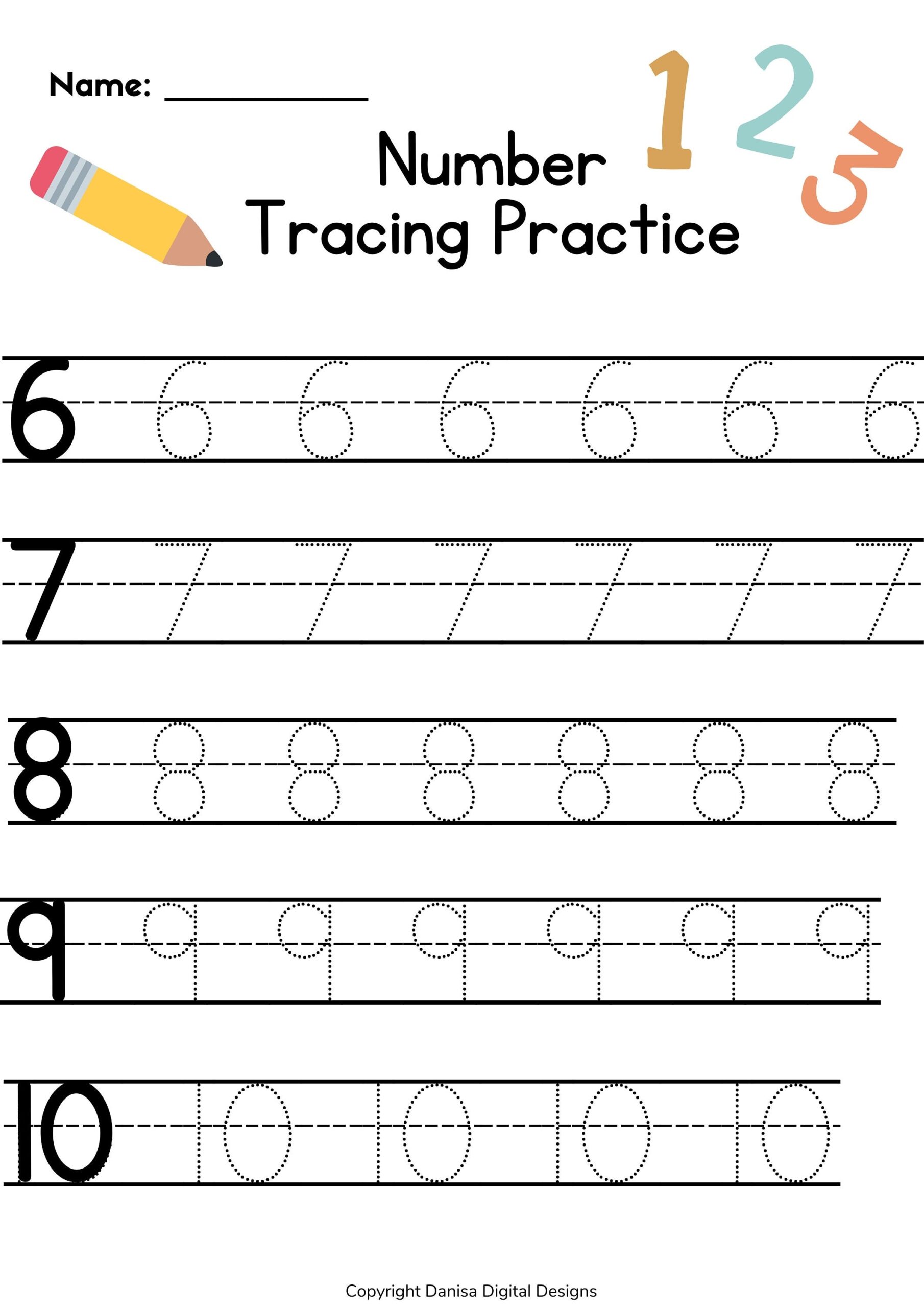 printable number tracing
