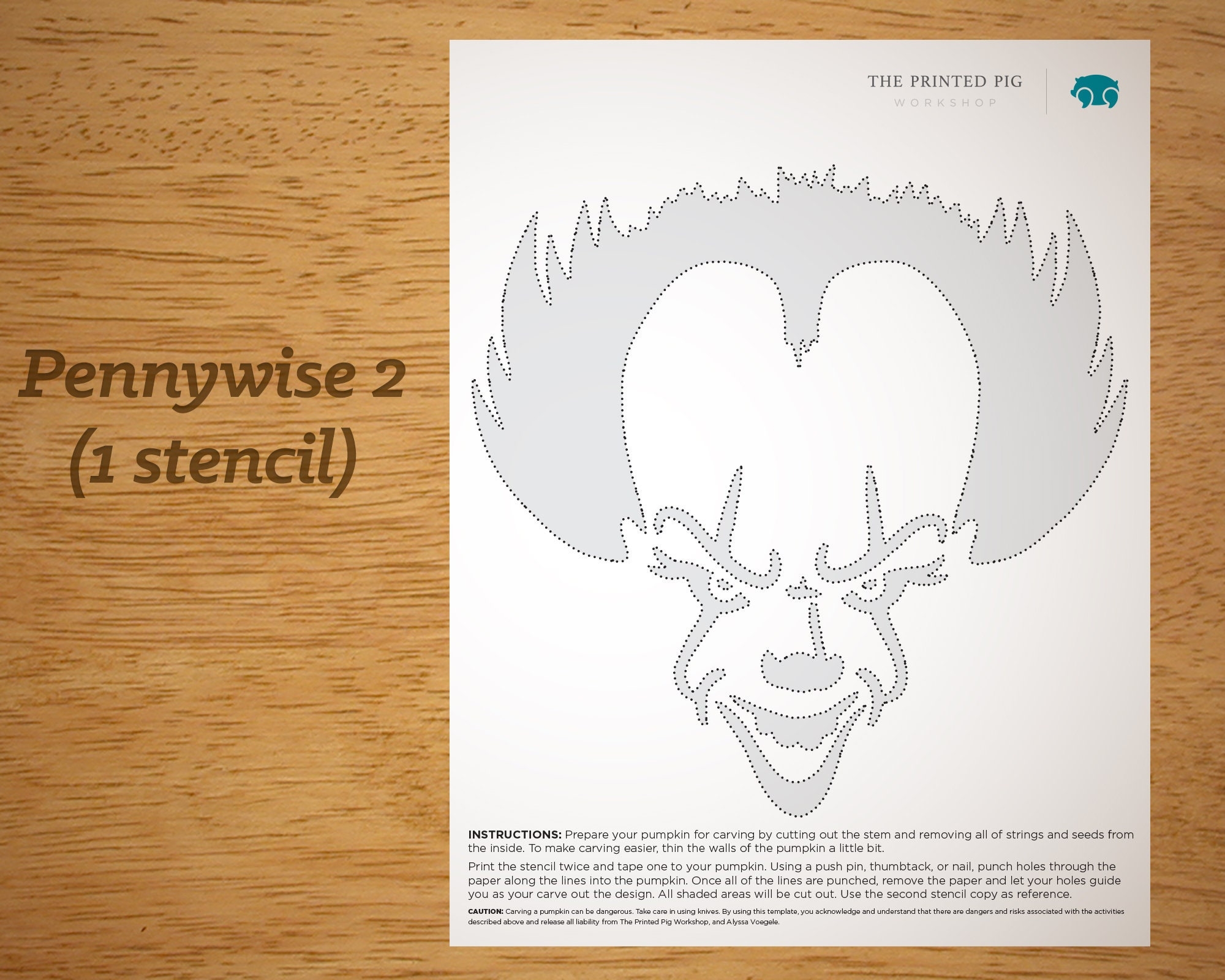 Printable Pumpkin Carving Pattern Pennywise The Clown From IT 