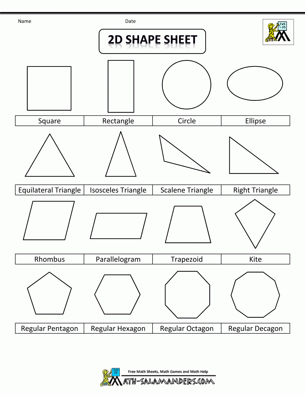 free printable full page shapes