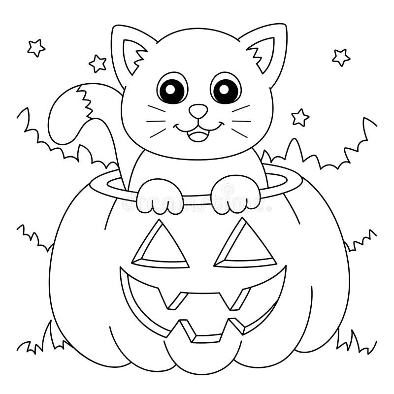 Pumpkin Cat Halloween Coloring Page Isolated Stock Vector Illustration Of Pumpkin Colouring 245889465