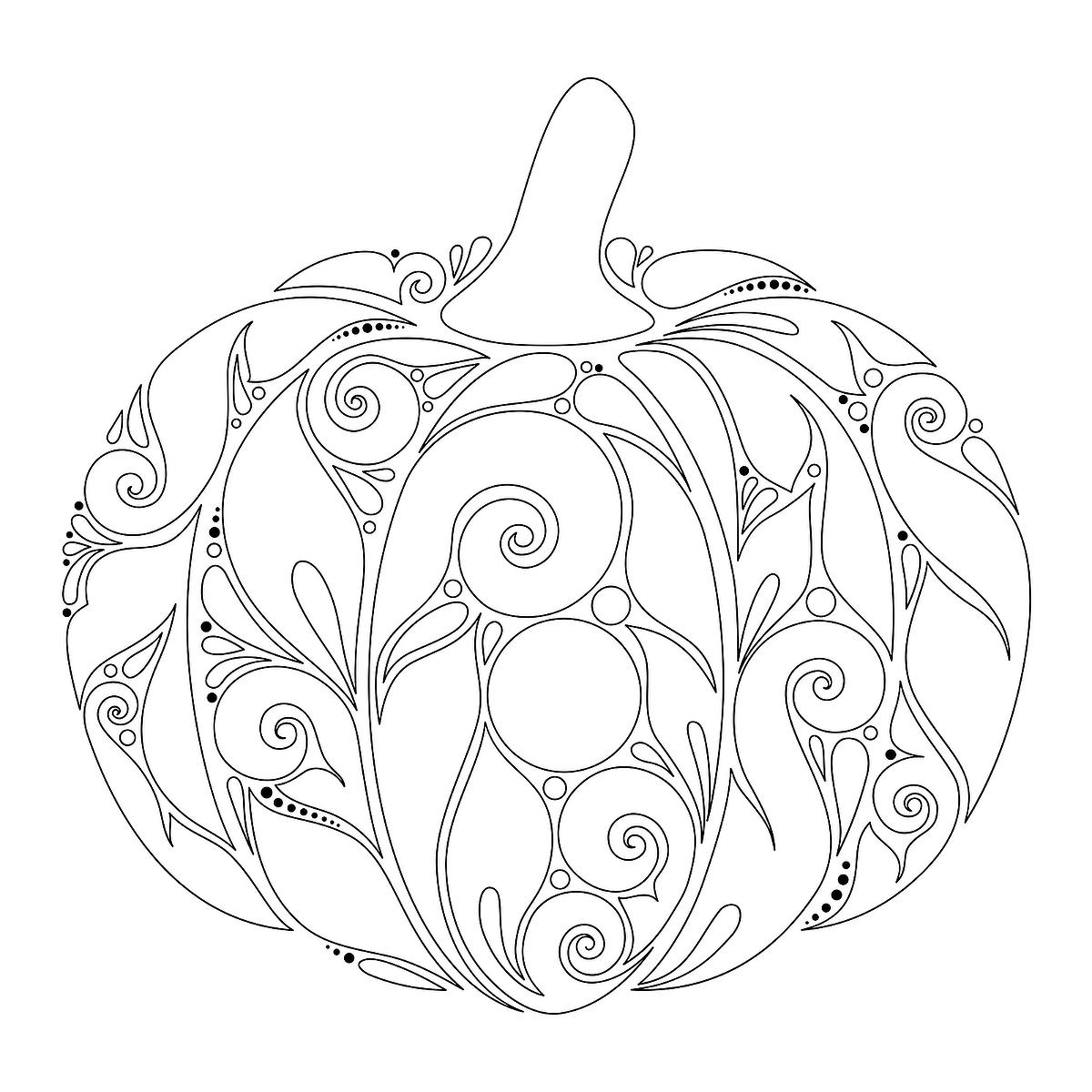 detailed pumpkin coloring page